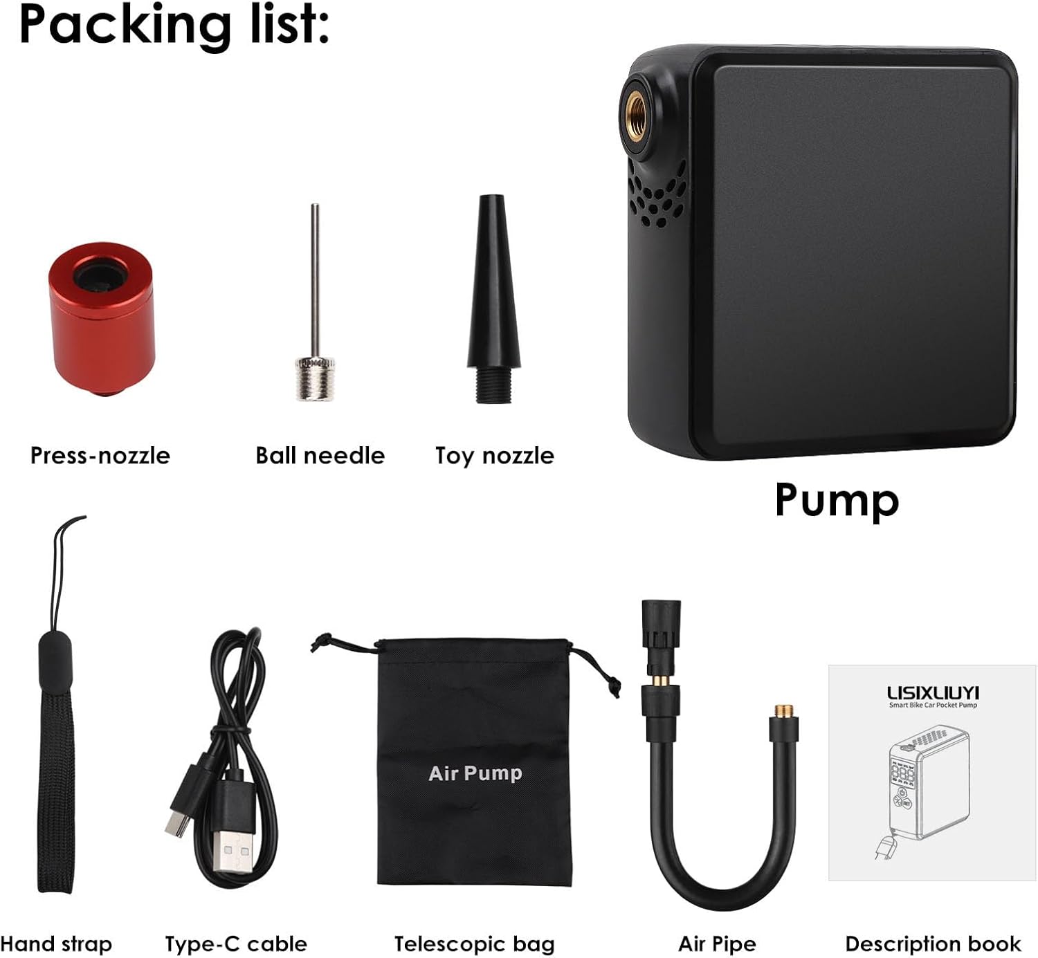 Tiny Bike Air Pump Electric Mini Tire Inflator Portable Air Compressor 150 PSI with Pressure Gauge Cube Floor Pumps, Digital Display Tires Inflatable for Bicycle,E-Bike,Motorbike,Football,Basketball - Image 9