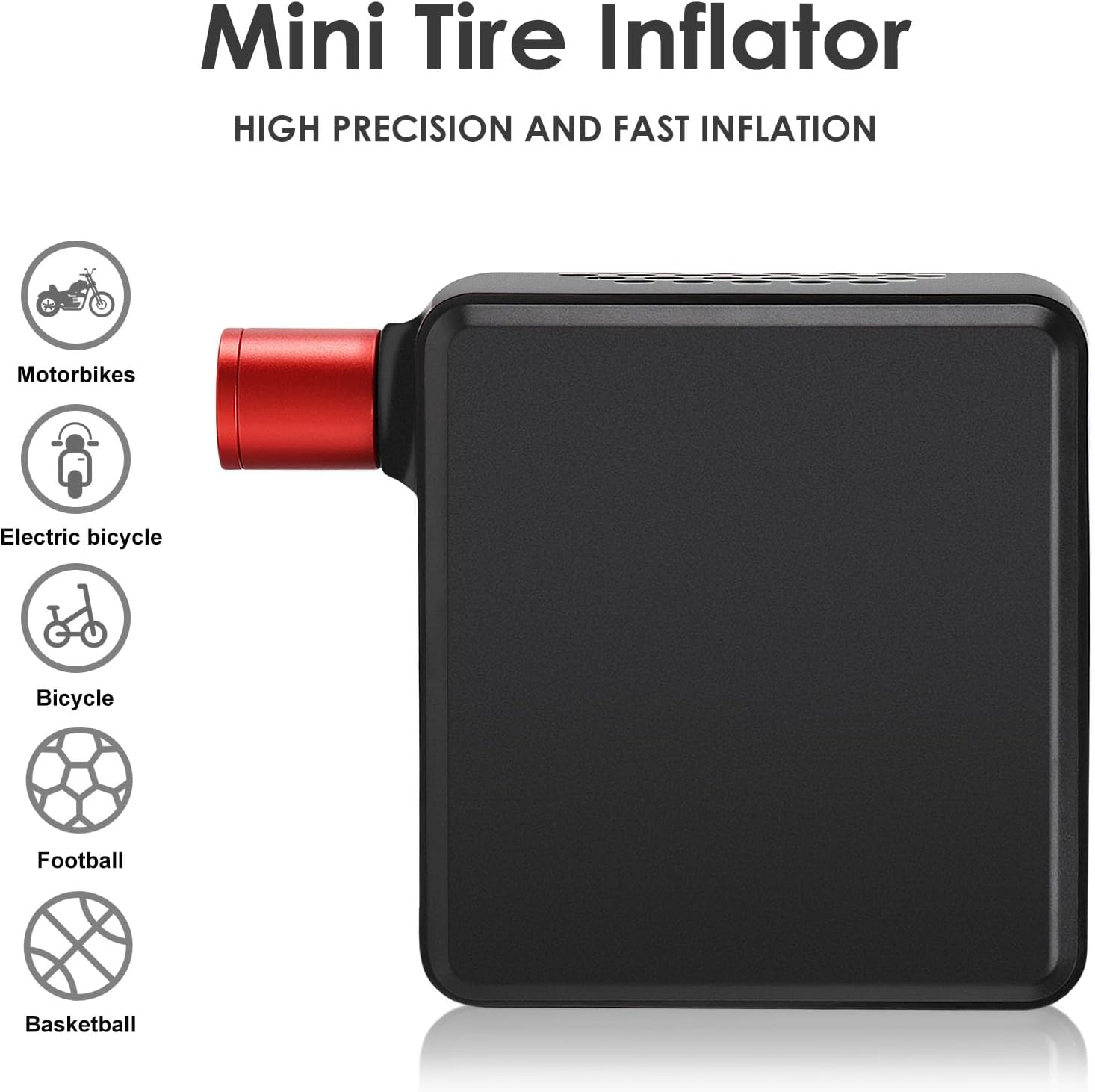 Tiny Bike Air Pump Electric Mini Tire Inflator Portable Air Compressor 150 PSI with Pressure Gauge Cube Floor Pumps, Digital Display Tires Inflatable for Bicycle,E-Bike,Motorbike,Football,Basketball - Image 3