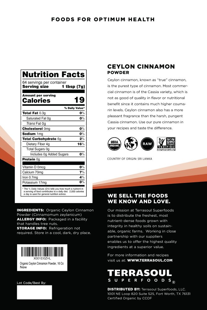 Terrasoul Superfoods Organic Ceylon Cinnamon Powder, 16 Oz - Lab-Tested for Authenticity | Premium Quality and Flavor… - Image 3