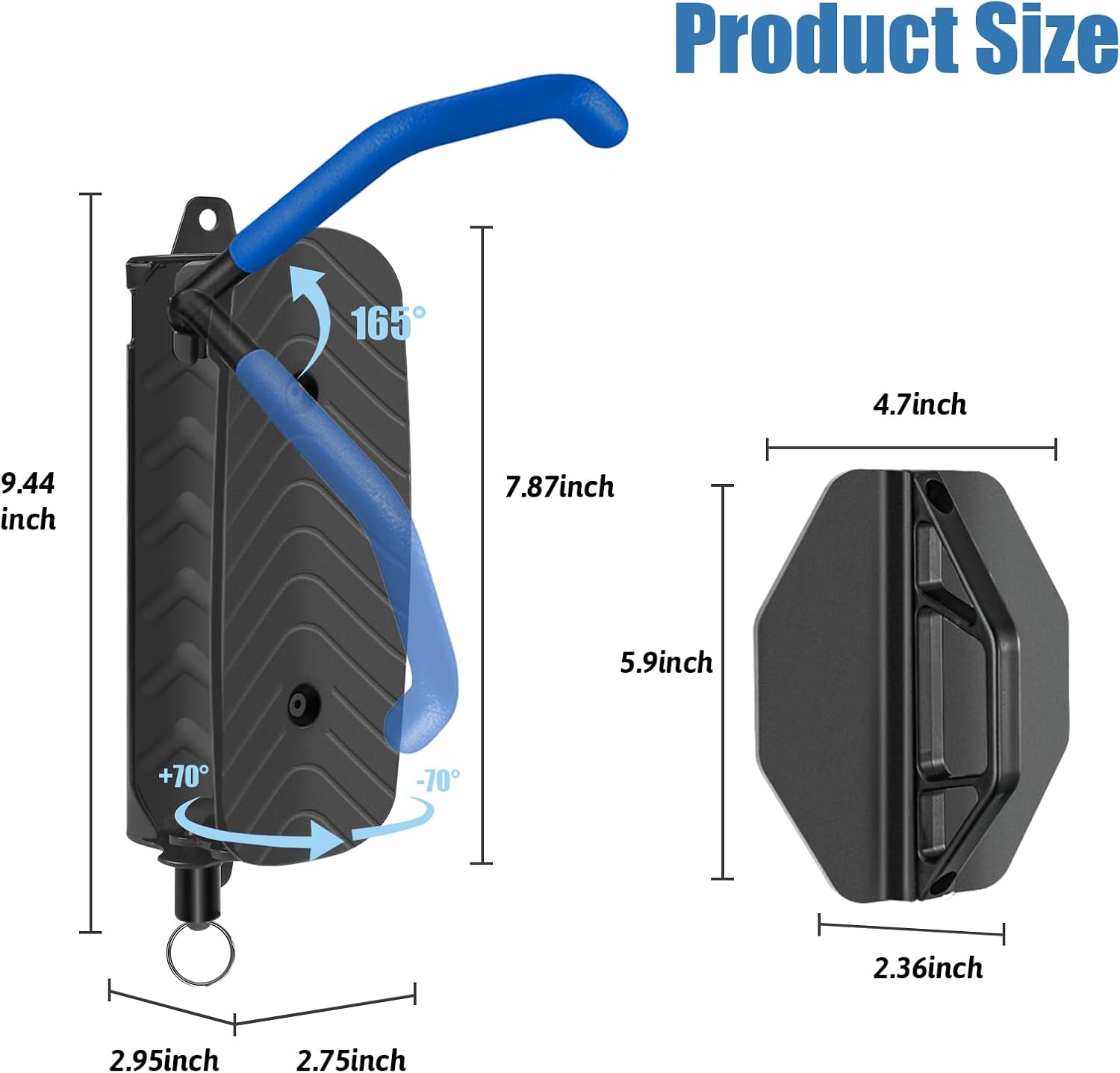 Bike Wall Mount, Swivel Bike Rack Garage, Space-Saving Bike Hooks & Hangers for Garage, Vertical Garage Bike Rack Wall Mount for Storage, Bike Hanger Can Hold Up to 70 Lbs Blue (2 Pack) - Image 8