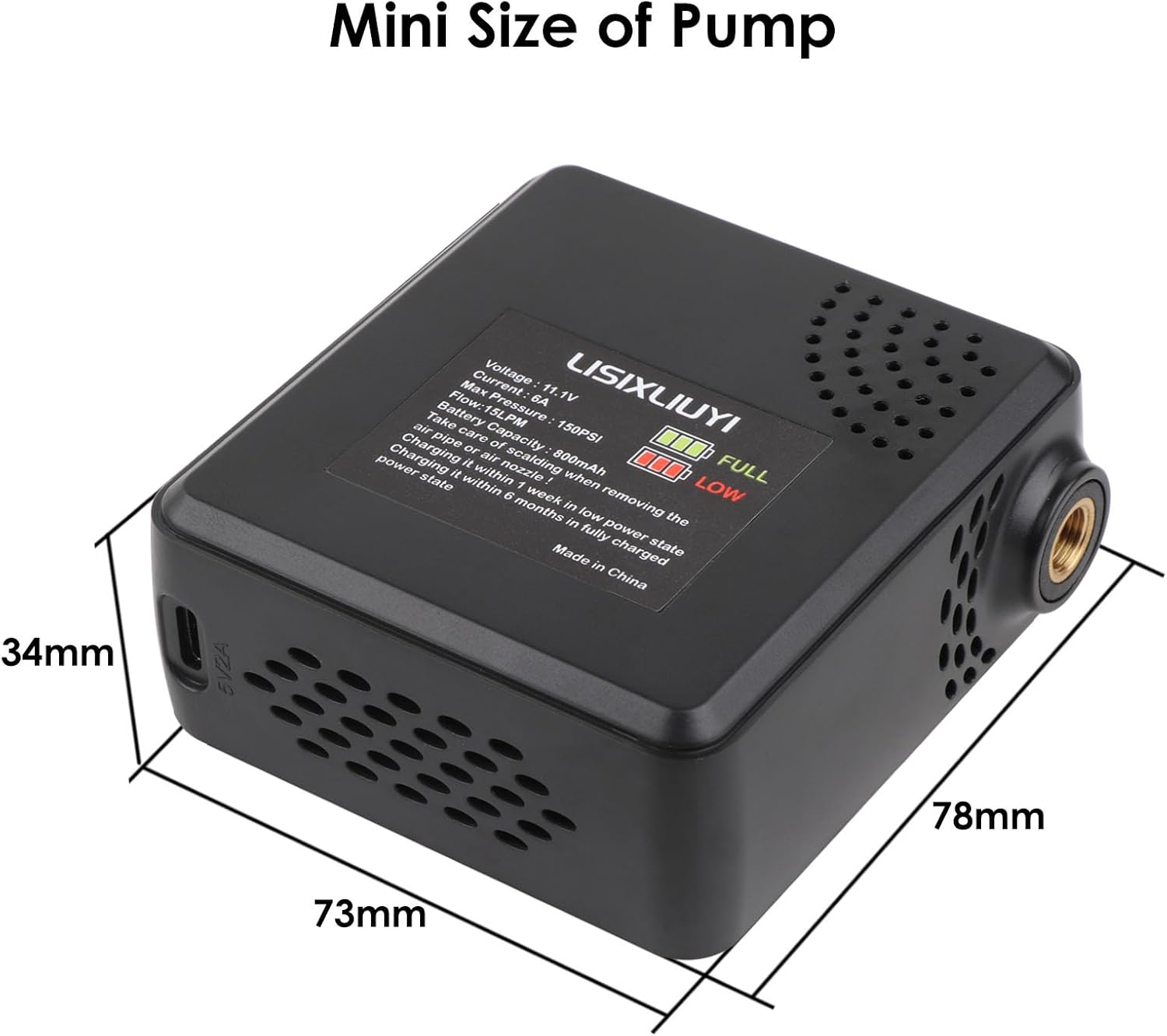 Tiny Bike Air Pump Electric Mini Tire Inflator Portable Air Compressor 150 PSI with Pressure Gauge Cube Floor Pumps, Digital Display Tires Inflatable for Bicycle,E-Bike,Motorbike,Football,Basketball - Image 8