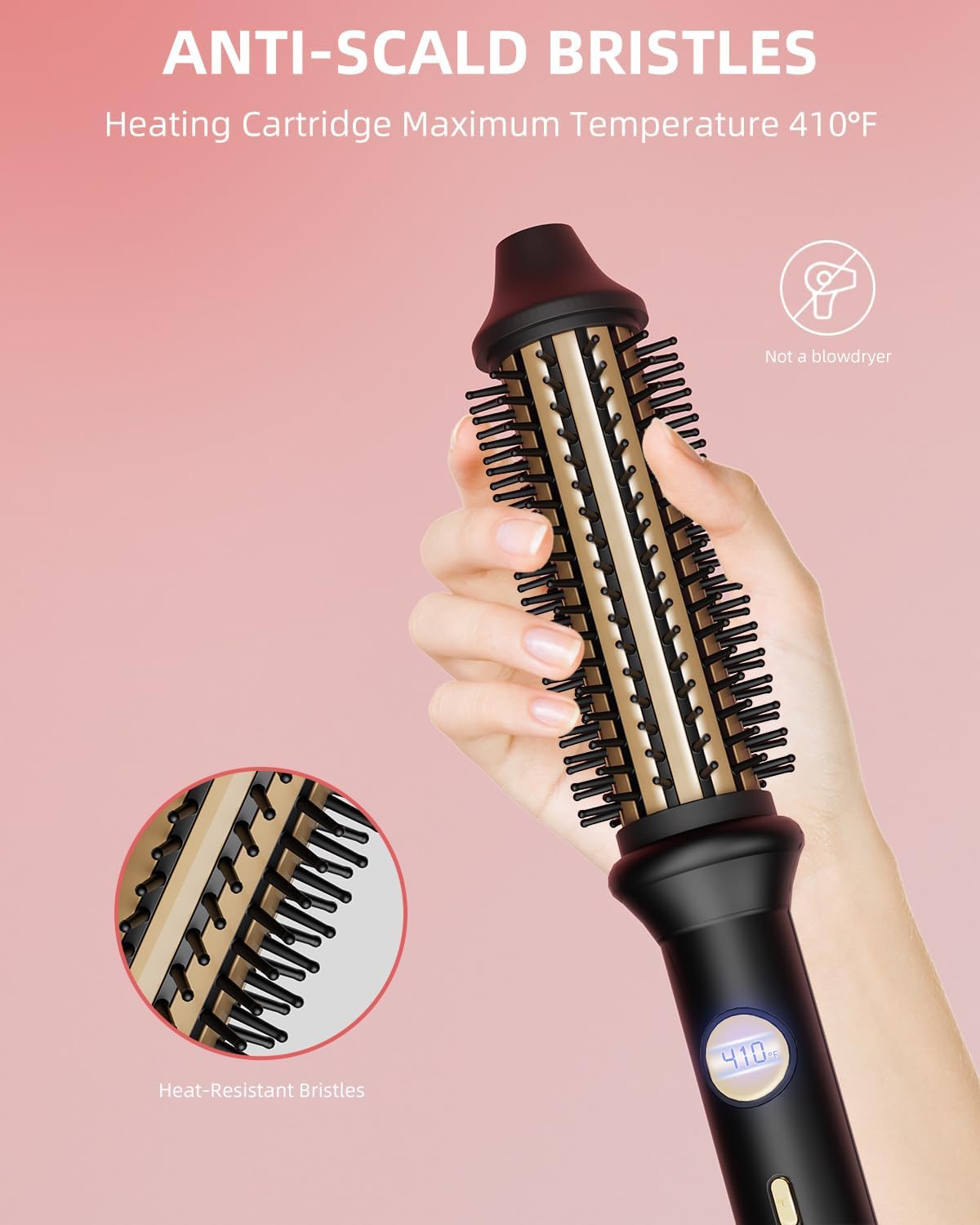 Thermal Brush Ionic Heated Round Brush for Blowout Look, Avvnee Hot Hair Curling Iron with 10 Temp Settings, 30s Fast Heated for All Hair Types - Image 6