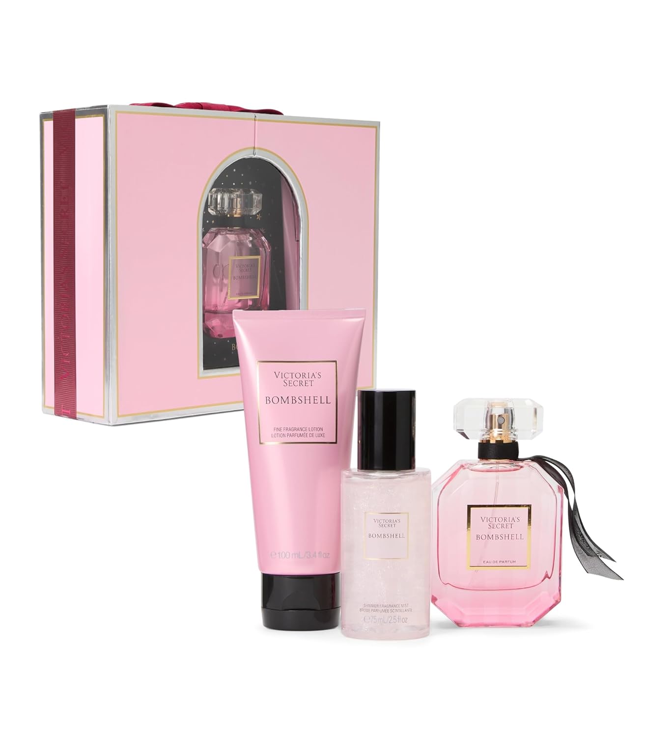 Victoria's Secret Bombshell 3 Piece Luxe Fragrance Gift Set: 1.7 oz. Eau de Parfum, Travel Lotion & Shimmer Mist - Image 2