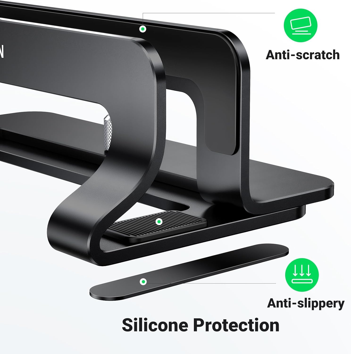 UGREEN Vertical Laptop Stand Holder for Desk Compatible with MacBook Pro, MacBook Air Stand Vertical Aluminum Adjustable for Up to 17.3 Inch Gaming Laptop, Black - Image 5