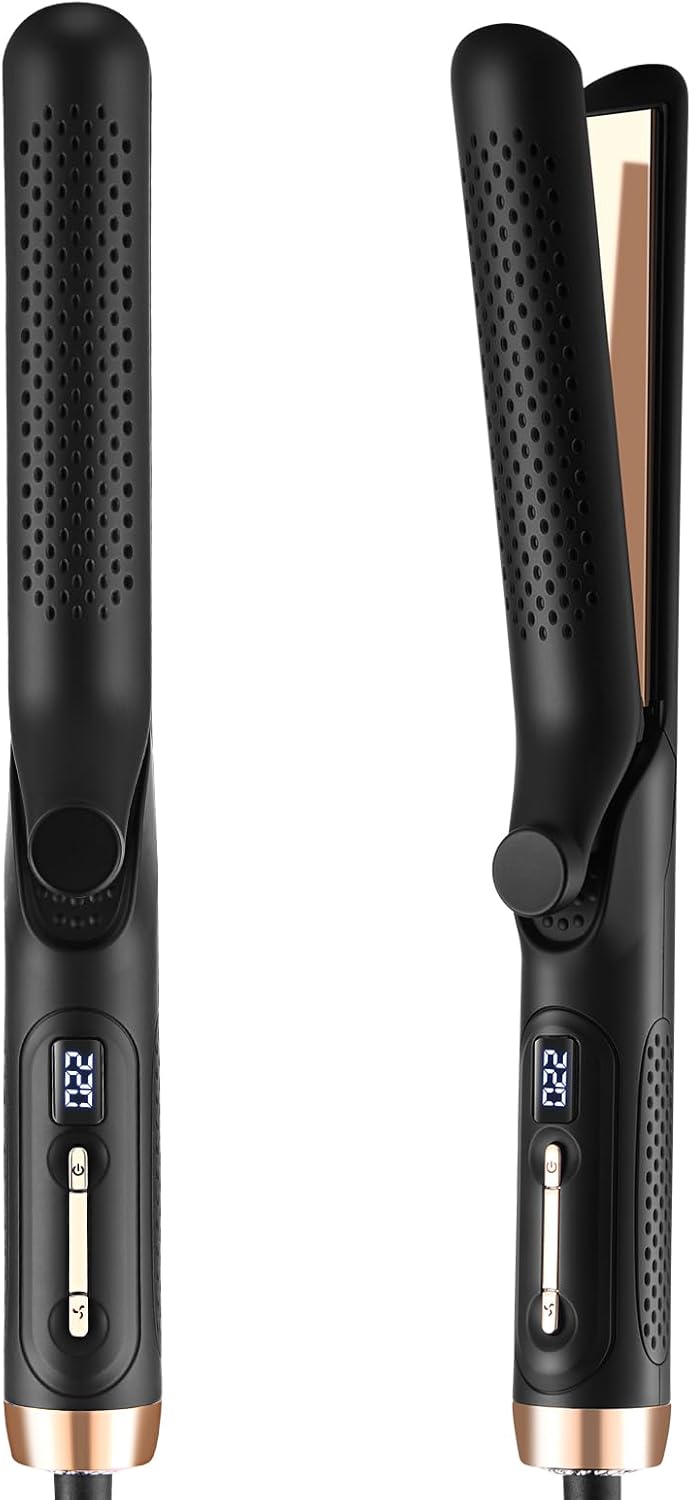 360° Airflow Styler - Professional 2-in-1 Curling Iron and Straightener with Ionic Airflow - Titanium Flat Iron with Cooling Air Vents to Lock in Style, 5 Adjustable Temp, Auto Shut Off - Image 2