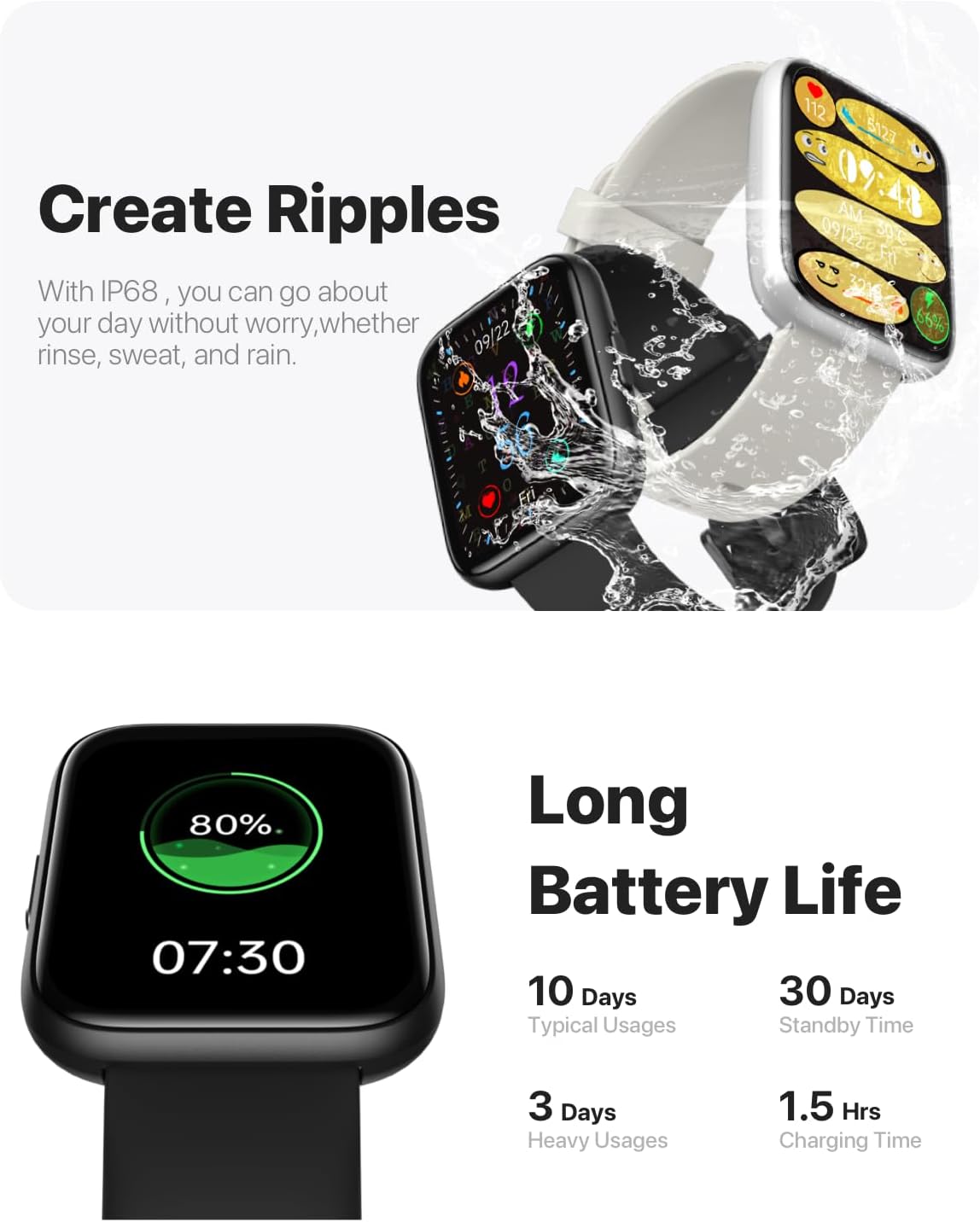 Smart Watch for Men Women - Answer/Make Calls/Quick Reply/AI Voice Assistant, 1.83" for Android iPhone Samsung Compatible IP68 Smartwatch Blood Oxygen Heart Rate Fitness Tracker (Silver+Blue, 1.83") - Image 7