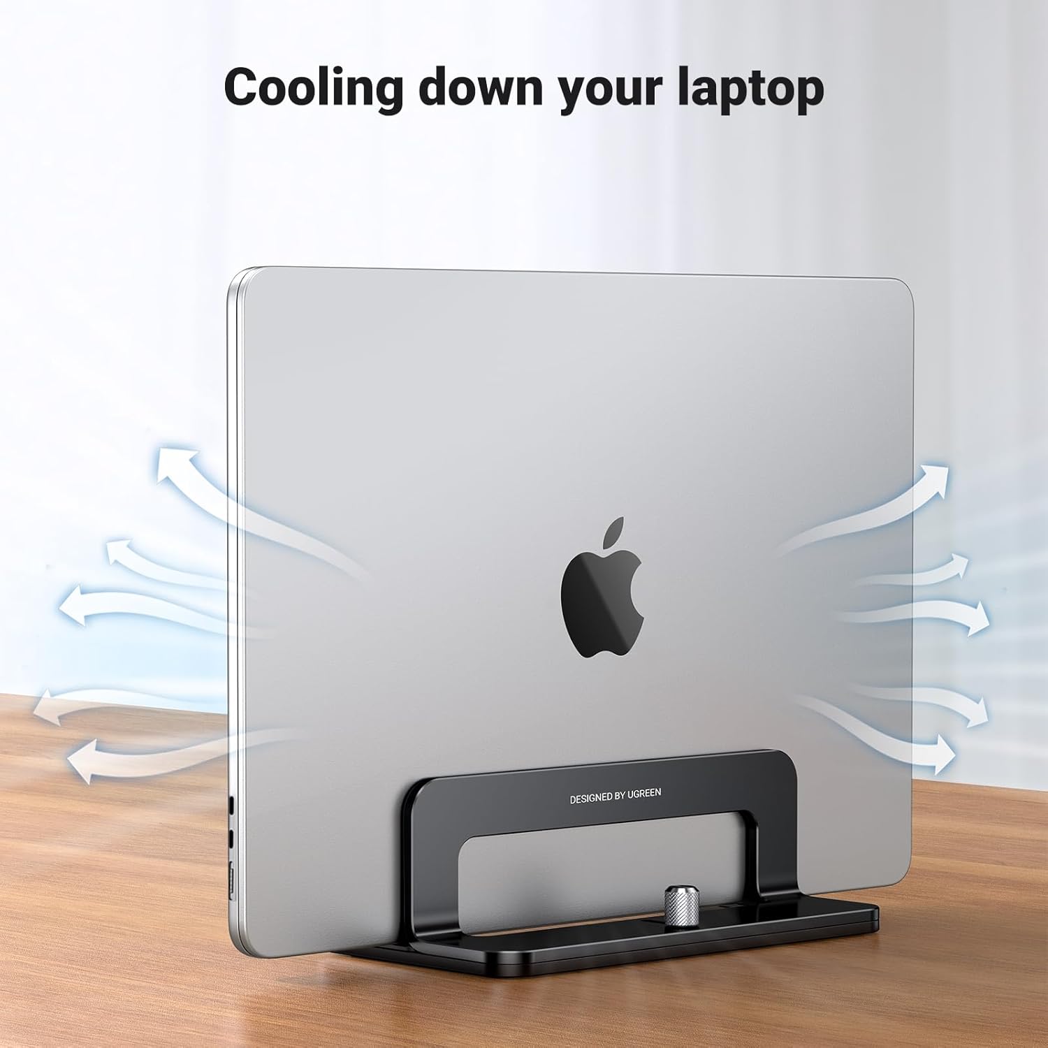 UGREEN Vertical Laptop Stand Holder for Desk Compatible with MacBook Pro, MacBook Air Stand Vertical Aluminum Adjustable for Up to 17.3 Inch Gaming Laptop, Black - Image 8
