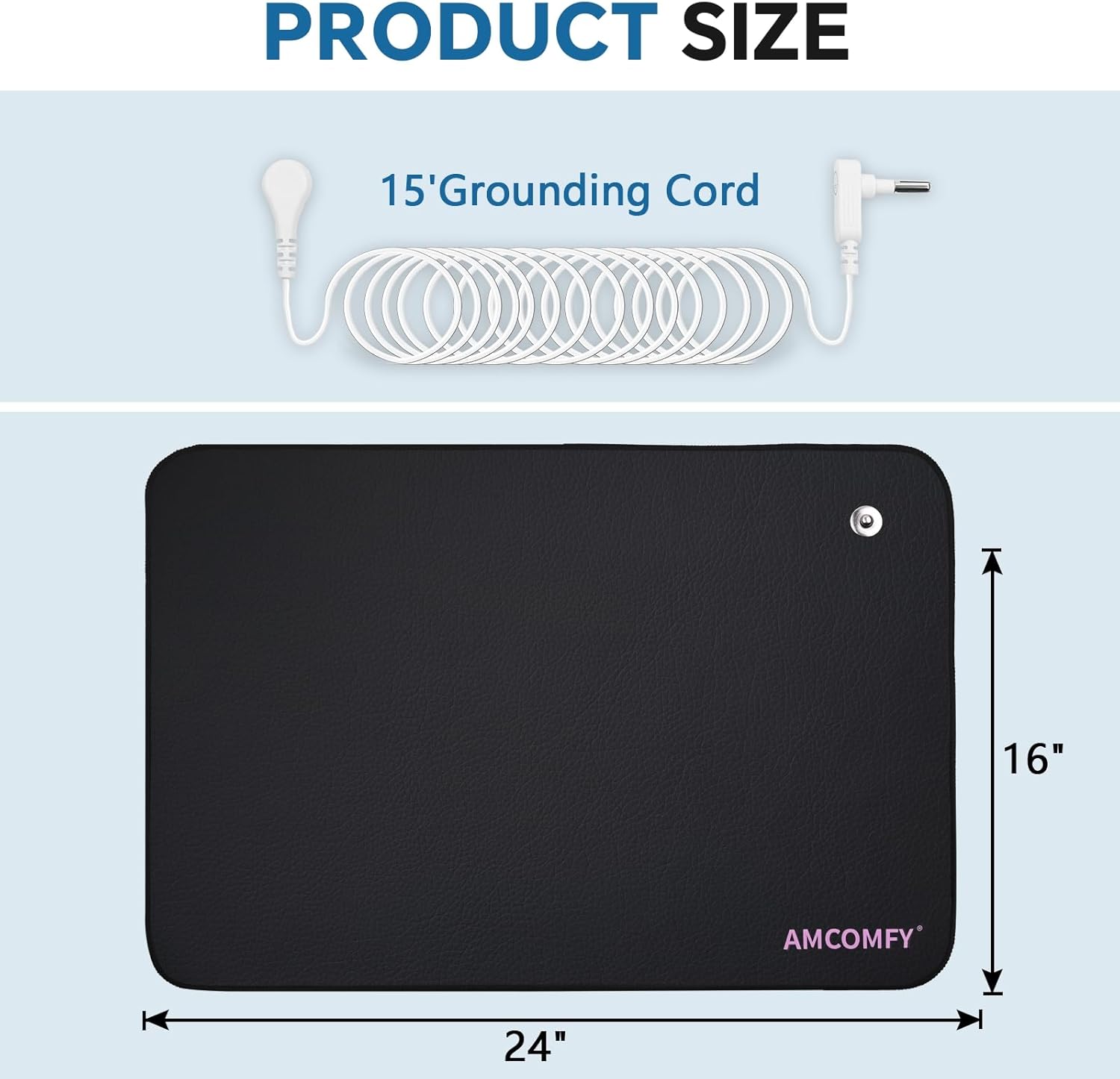 Grounding Mat for Sleep, Pain Relief and Anxiety Reduction, Earth Connection Therapy, Connects to The Earth Indoors, Includes 15ft Cord (Black, 24"x16") - Image 3