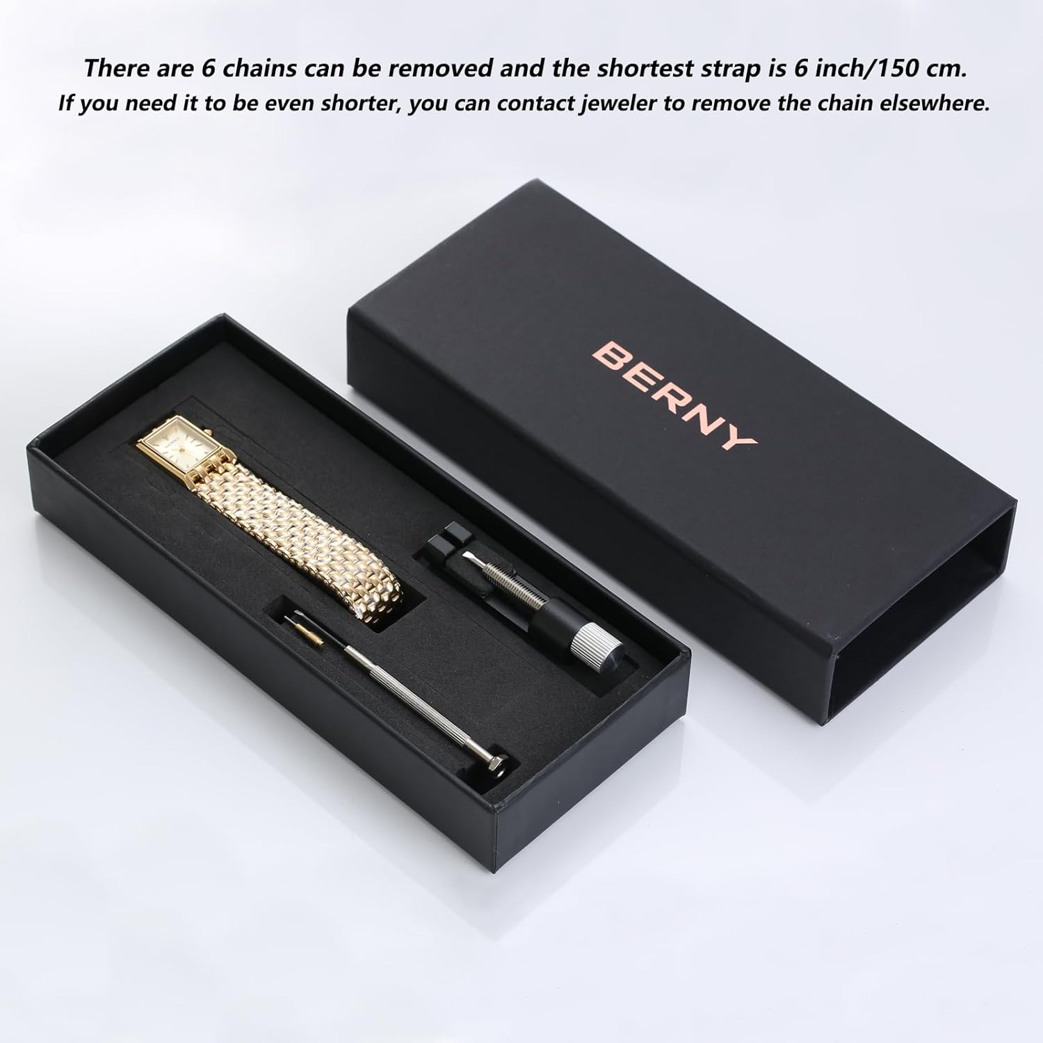 BERNY Gold Watches for Women Updated Ladies Quartz Wrist Watches Stainless Steel Band Womens Small Gold Watch Luxury Casual Fashion Bracelet Tools Included - Image 8