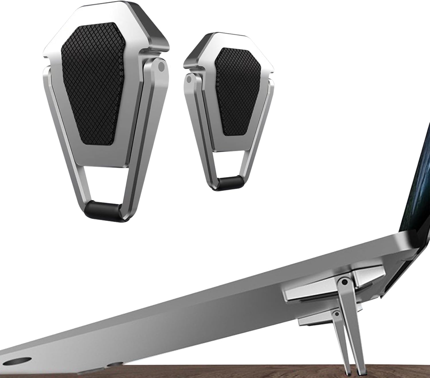 Laptop Stand Portable,Zinc Alloy Laptop Mini Stand,Laptop Riser Invisible,Ergonomic Laptop Stand Cooling Suitable for 12-20 Inches Laptop.(Silver-2pieces) - Image 2