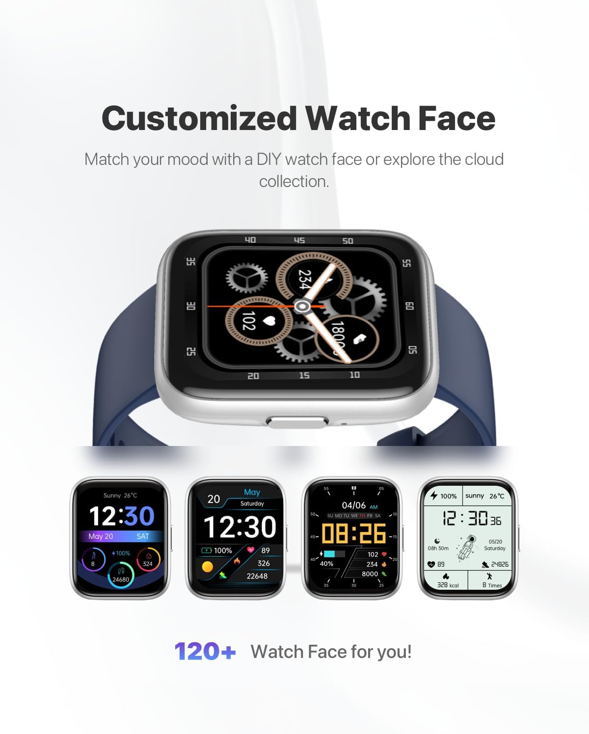 Smart Watch for Men Women - Answer/Make Calls/Quick Reply/AI Voice Assistant, 1.83" for Android iPhone Samsung Compatible IP68 Smartwatch Blood Oxygen Heart Rate Fitness Tracker (Silver+Blue, 1.83") - Image 8