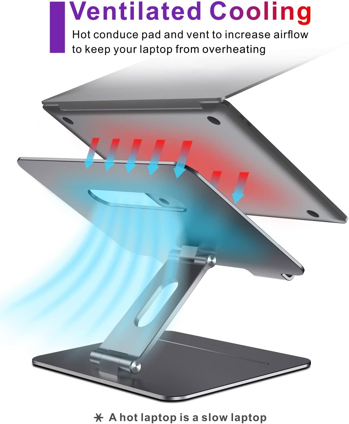 Adjustable MacBook Stand for Desk, Ergonomic Aluminum Laptop Riser with Heat-Vent, Compatible for 10-17" Laptops - Image 5