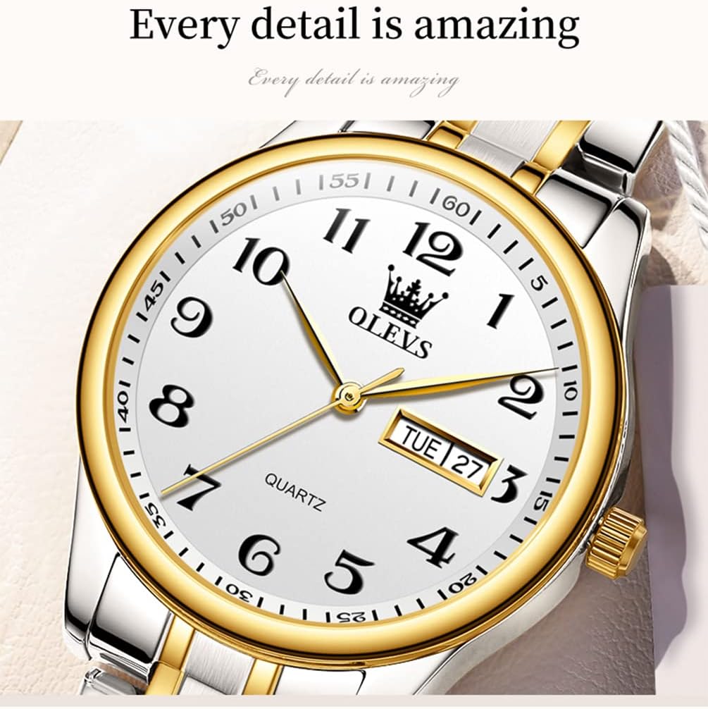 OLEVS Women Watches Gold Silver Stainless Steel Waterproof Analog Large Easy Reader Day Date Ladies Wrist Watches - Image 8