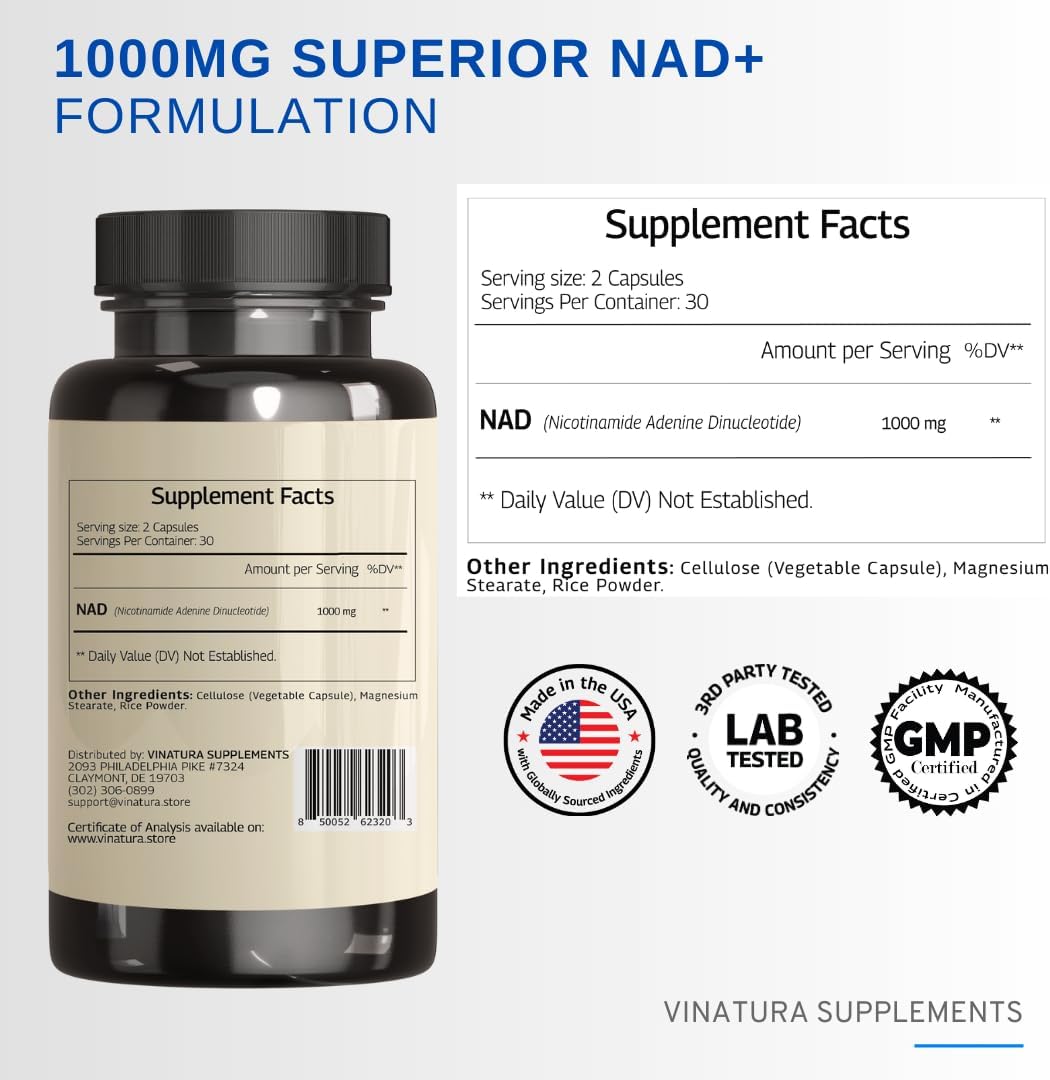 NAD Supplement 1000mg - Pure NAD Supplement for Anti-Aging - Image 3
