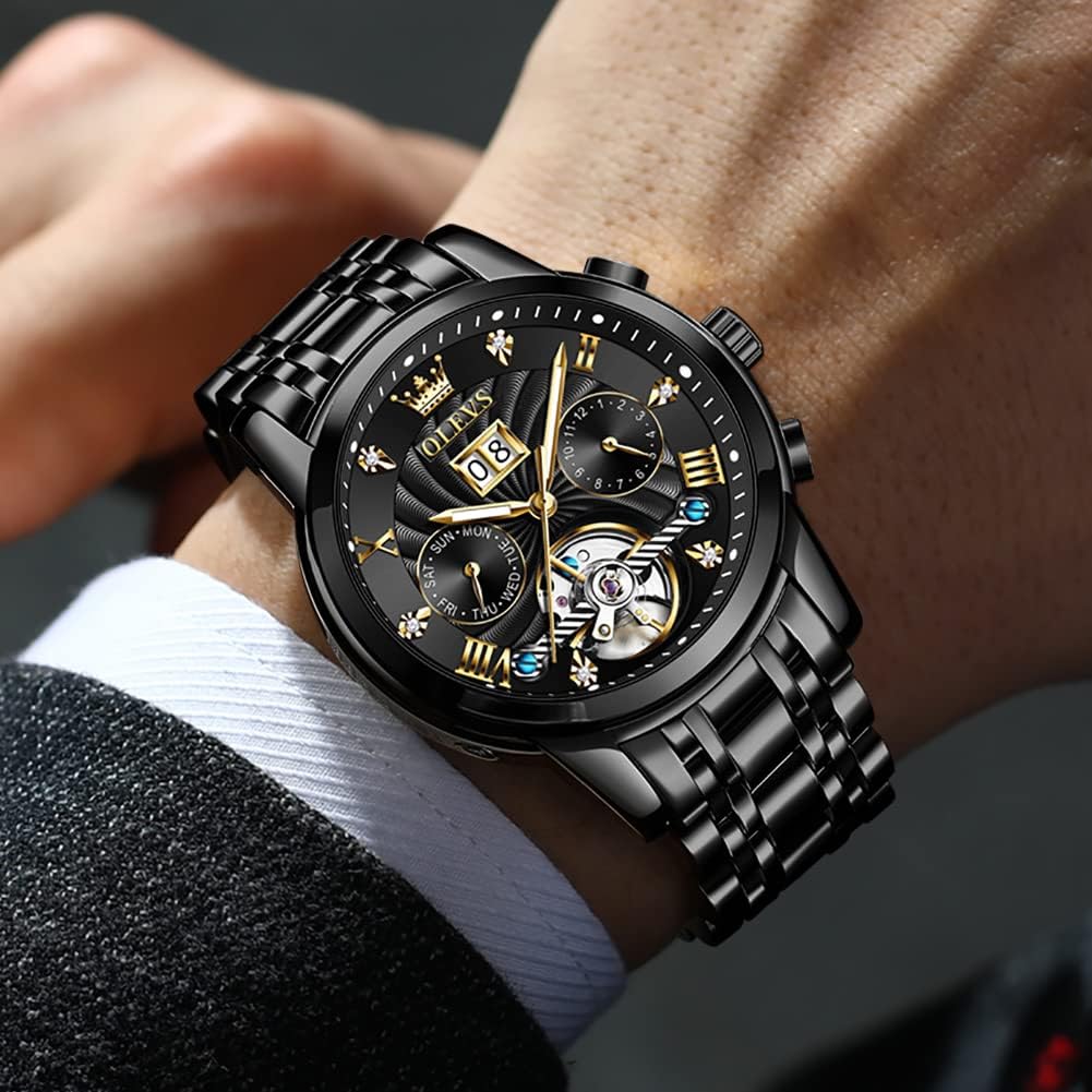 OLEVS Automatic Gold Watches for Men Luxury Classic Stainless Steel Calendar Luminous Waterproof Watches for Men - Image 3