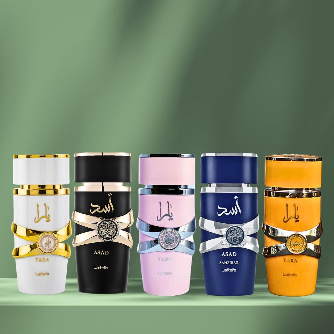 Lattafa Yara Collection 5 Piece Set - Yara, Yara Moi, Yara Tous, Asad, Asad Zanzibar - Eau De Parfum Sprays 100ML (3.4 OZ) - Image 5
