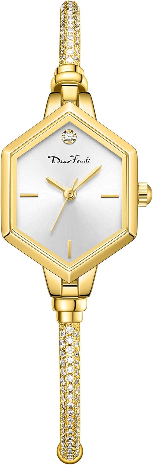 Rose Gold Petite Bracelet Watch for Women, Diamond Dress Analog Hexagonal Mini Women Watch Waterproof - Image 3