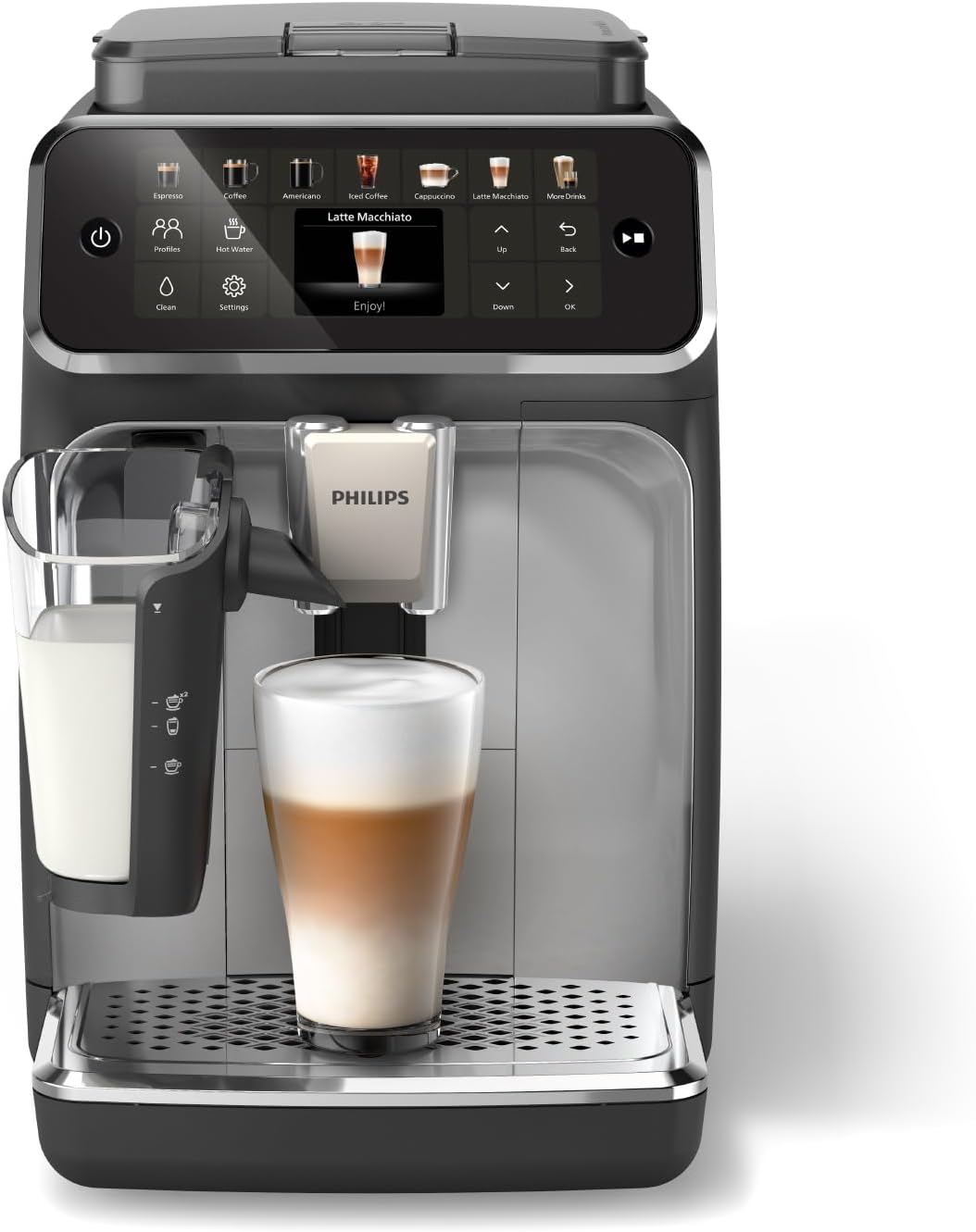 Philips 4400 Series Fully Automatic Espresso Machine – 12 Hot & Iced Coffees, Quick-to-Clean LatteGo Milk System, SilentBrew, QuickStart, Ceramic Grinder, Black Chrome (EP4444/90) - Image 2