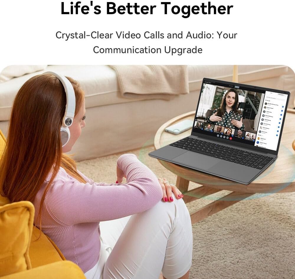 Laptop Computer 15.6'' HD Display, Intel UHD Graphics, Intel Celeron N5095 4-Core Processor, 12GB RAM, 512GB SSD up to Expandable 1TB, WiFi, 180°Open Angle, Windows 11 Laptop, Gray - Image 9