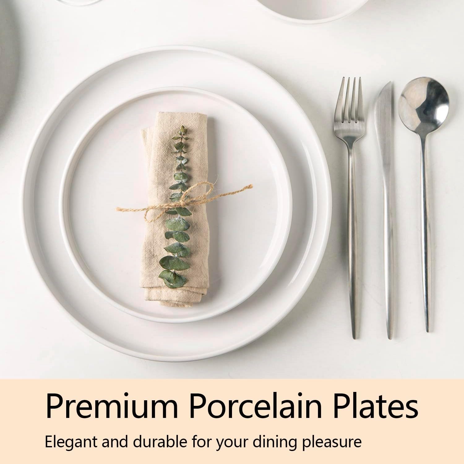 AmorArc Ceramic Dinnerware Sets of 4,Porcelain Plates and Bowls Sets, Scratch Resistant Dishes Set, Dishwasher & Microwave & Oven Safe Dishes Set,White Dishware Service for 4-12 pcs - Image 6