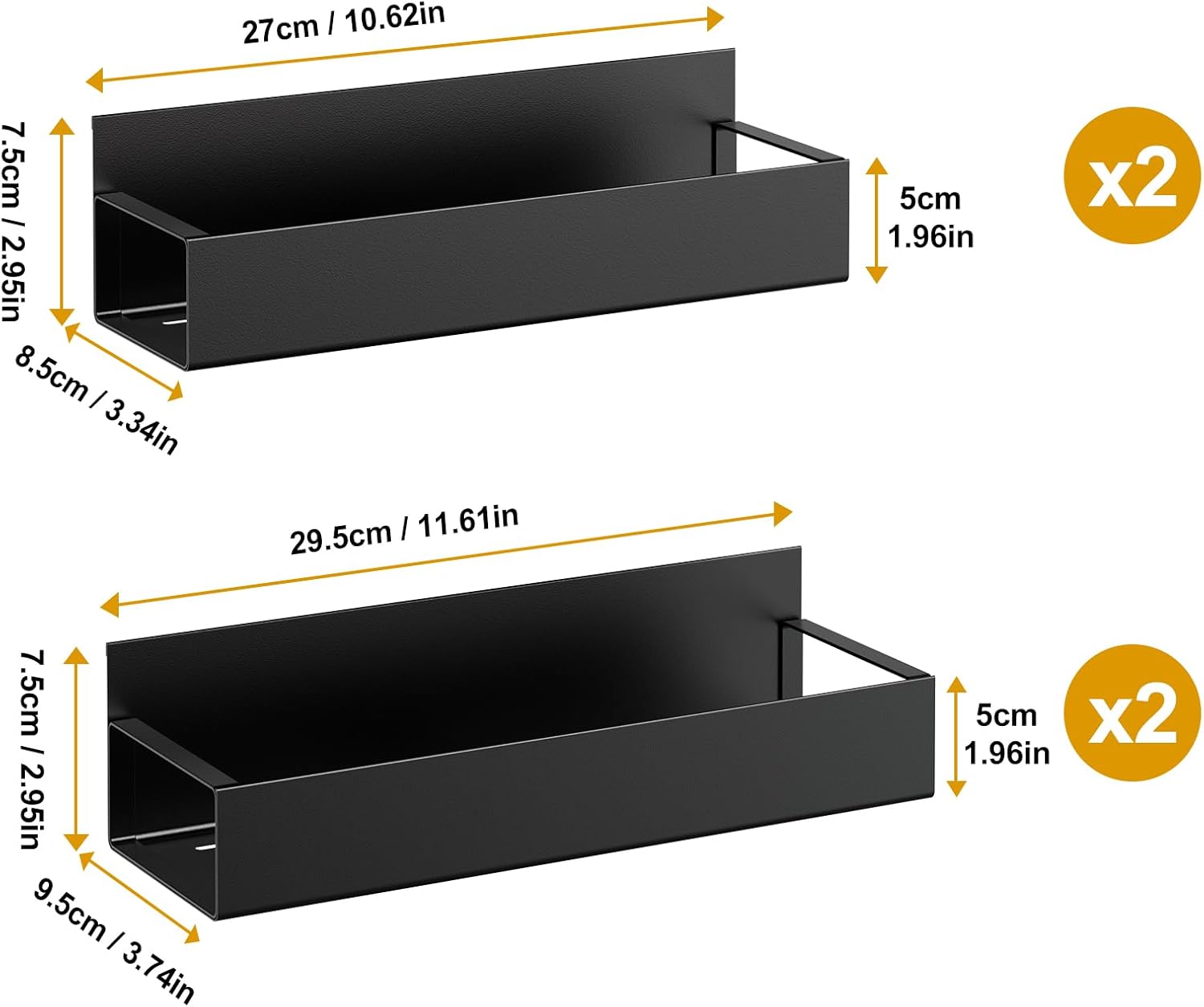 4 Pack Moveable Fridge Magnetic Spice Racks,Metal Black - Image 6