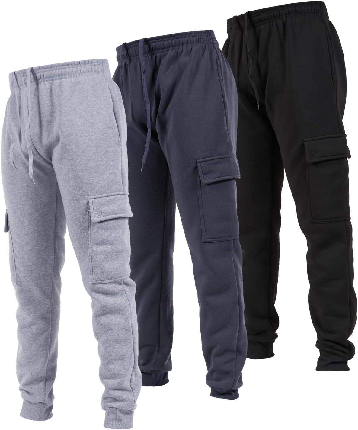 Ultra Performance 3 Pack Mens Sweatpants, Fleece Cargo Joggers for Men with Pockets - Image 2