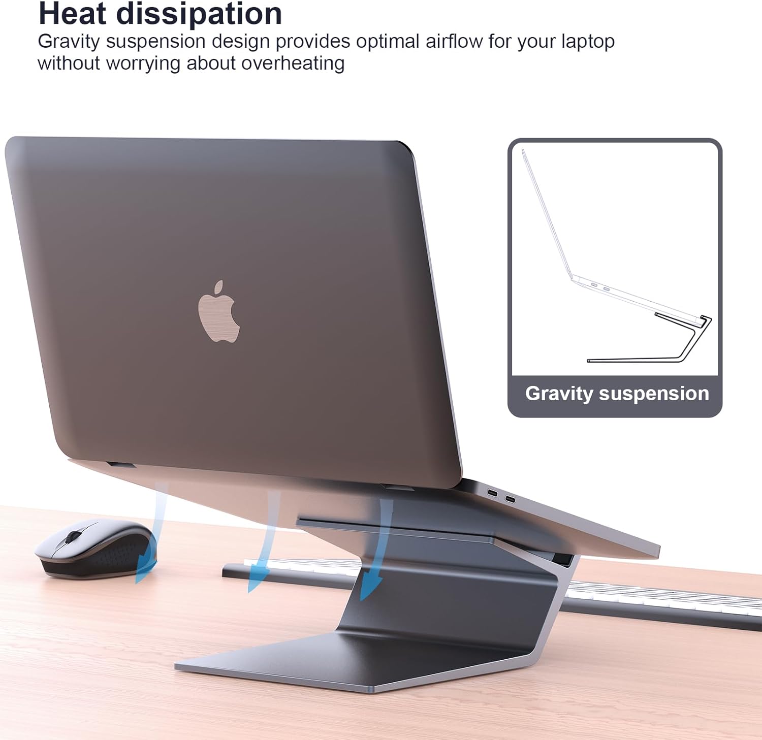 Aluminum Laptop Stand for Desk - Sturdy Frame Mount Computer Riser, Compatible with MacBook Air/Pro, Dell XPS, All 11-16 Inch Laptops - Image 6