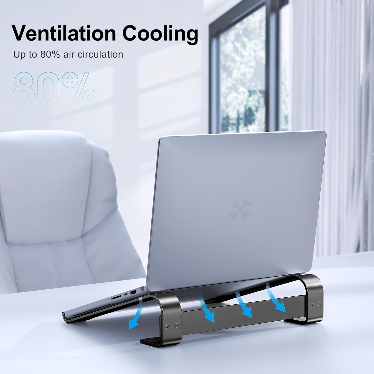 Laptop Stand for Desk, Aluminum Laptop Riser, Ergonomic Computer Stand for Laptop, Laptop Cooling Stand Compatible with for MacBook Pro/Air, Dell, HP, Lenovo, 10-17.3'', Black - Image 5