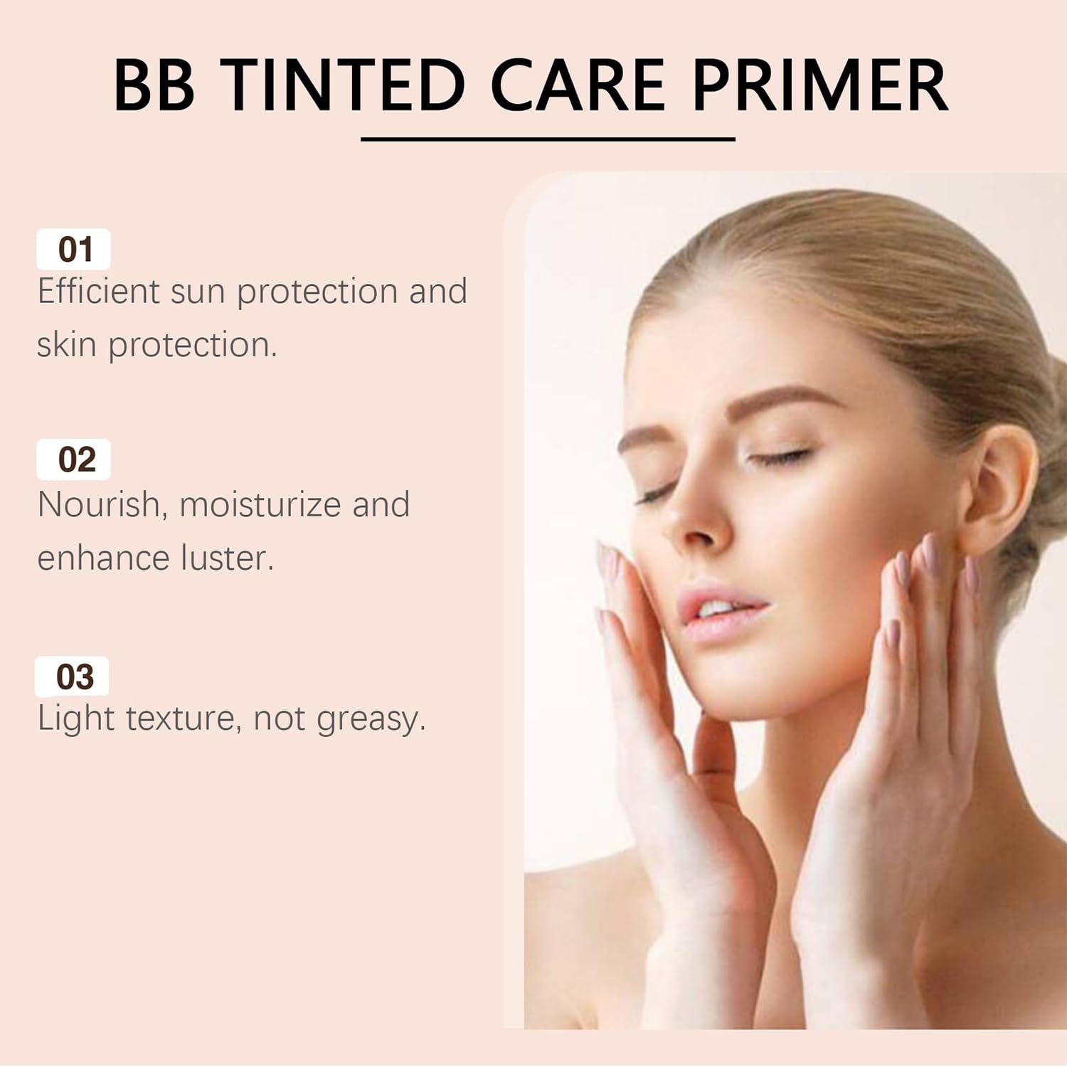 BB Tinted Moisturizer SPF 30, BB Tinted Care Primer, BB Tinted Care Primer with Brush, Full Coverage Light-Medium Skin Color Hydrating & Smoothing (Natural*1 with Brush) - Image 3