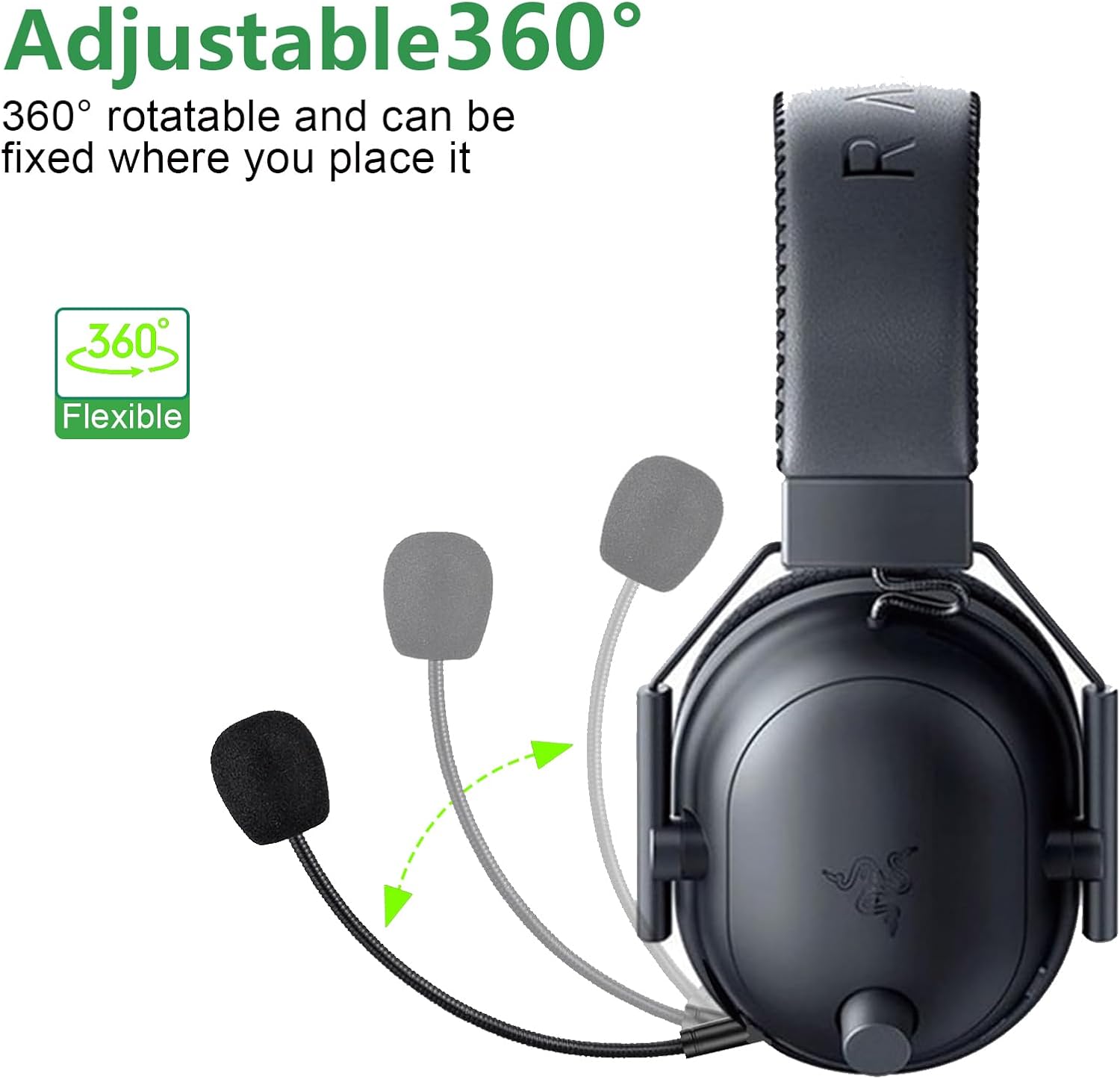 V2 Pro Detachable Boom Microphone Accessories Compatible with Razer BlackShark V2, V2 Pro, V2 SE Gaming Headphone, 3.5mm Audio MIC Work on PS5, PS4, Nintendo Switch and Lite, Xbox Series X & S, PC - Image 4