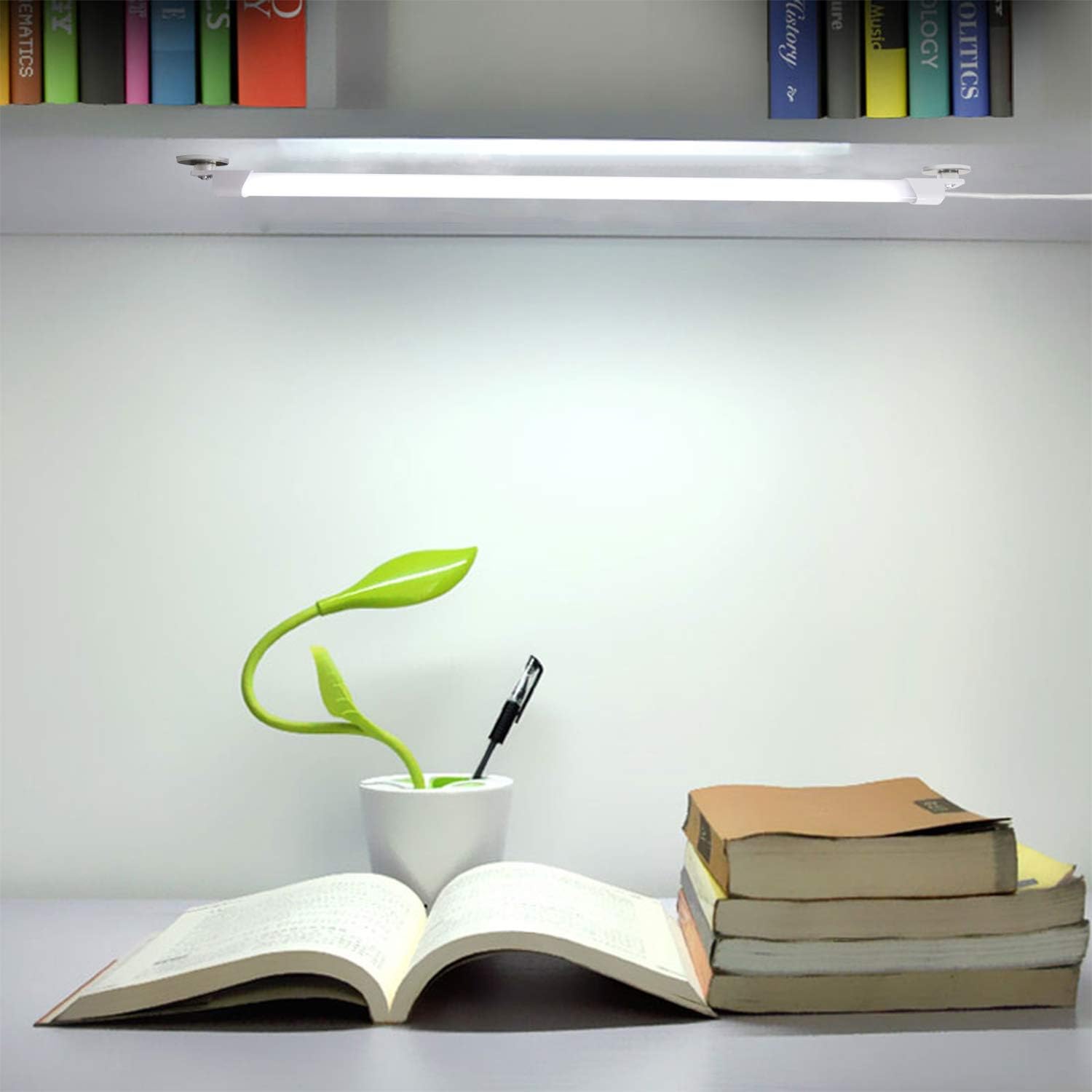110V LED Under Cabinet Lighting,17inch LED Strip Light Bar with 6ft Power Cord,Magnetic Installation,Super Slim Counter Light,Reading Desk Lamp for Kitchen/Work Table.(White 6000K) - Image 4