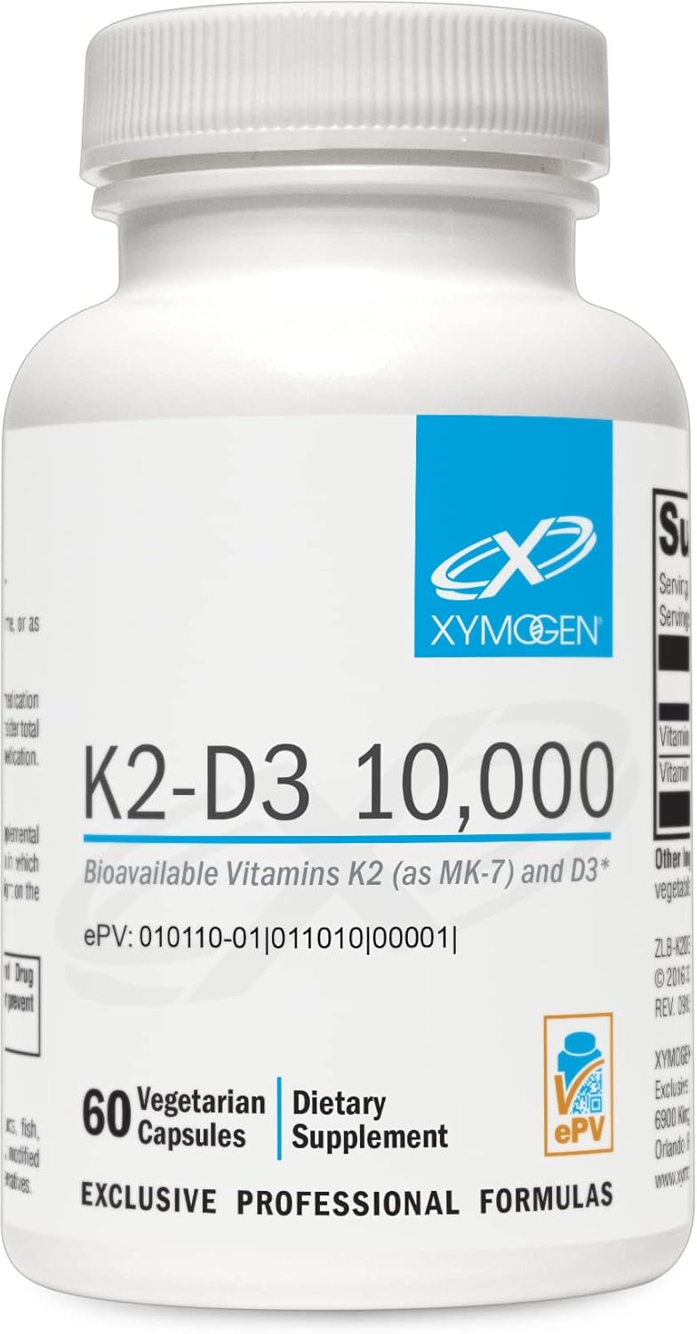 XYMOGEN K2-D3 10000 - Vitamin D3 K2 - Bioavailable Vitamin D 10,000 IU (Cholecalciferol) with Vitamin MK-7 - Heart, Arterial, Bone Health + Immune Support Supplement (60 Capsules) - Image 2