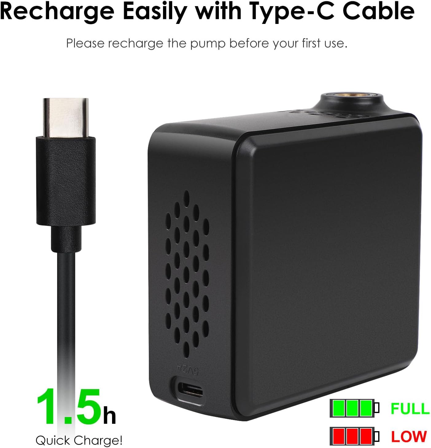 Tiny Bike Air Pump Electric Mini Tire Inflator Portable Air Compressor 150 PSI with Pressure Gauge Cube Floor Pumps, Digital Display Tires Inflatable for Bicycle,E-Bike,Motorbike,Football,Basketball - Image 6