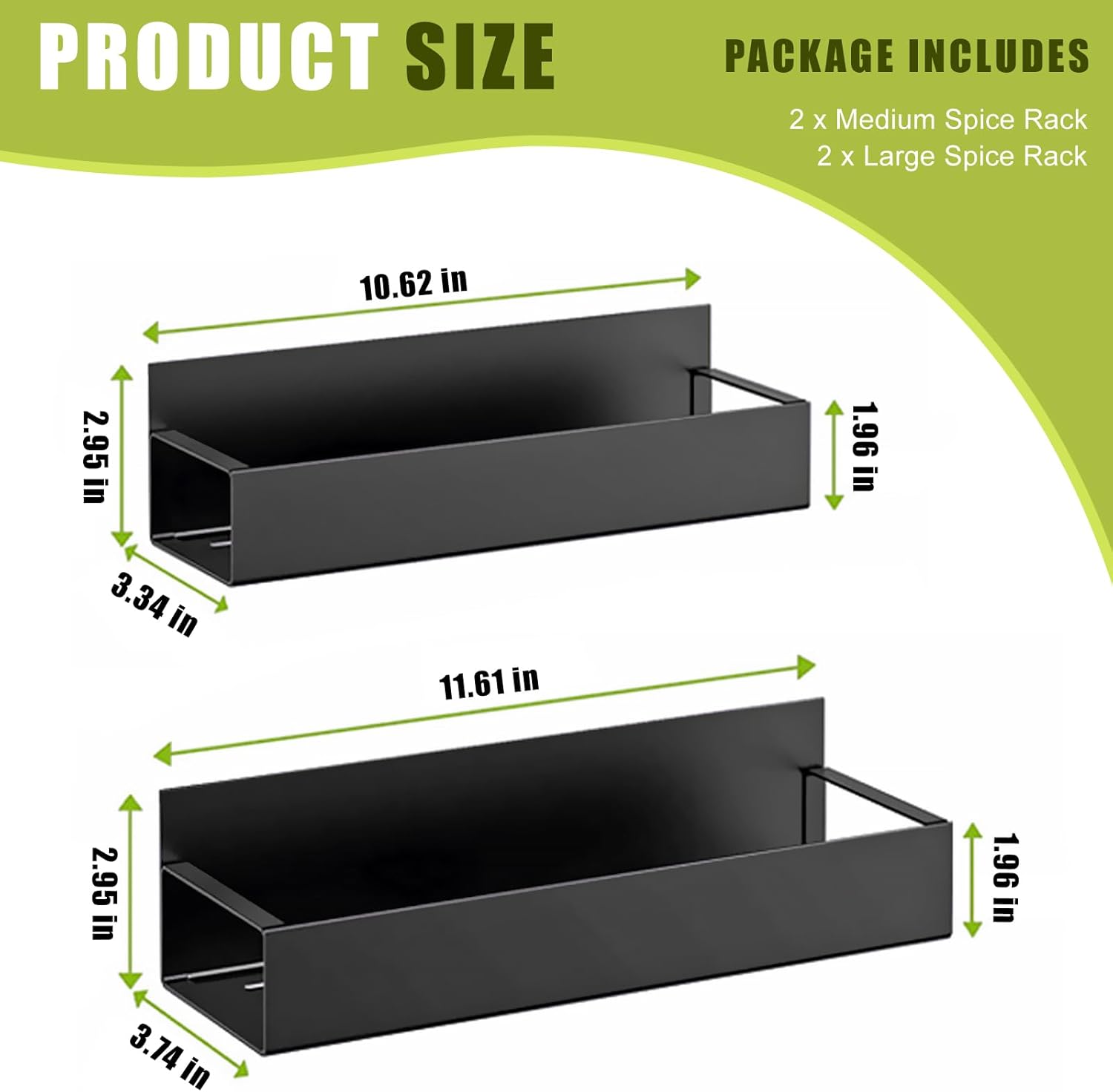 4 Pack Spice Rack for Refrigerator, Moveable Spice Organizer, Black Metal Strong Magnetic Shelf for Fridge and Microwave Oven, Space Saving for Kitchen - Image 7