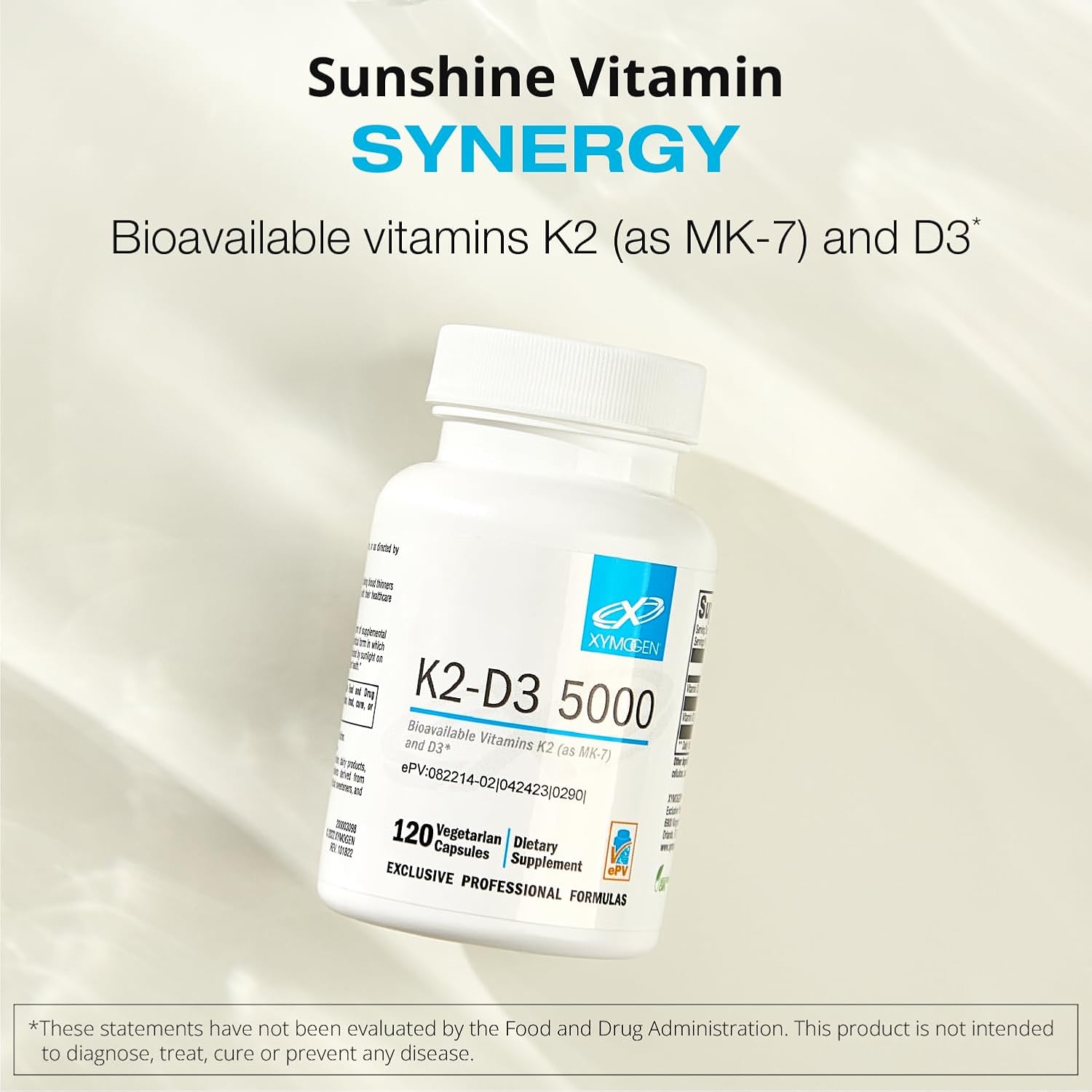 XYMOGEN K2-D3 5000 - Vitamin D3 K2 - Bioavailable Vitamin D 5000 IU (Cholecalciferol) with MK-7 - Heart, Arterial, Bone Health + Immune Support Supplement (60 Capsules) - Image 3