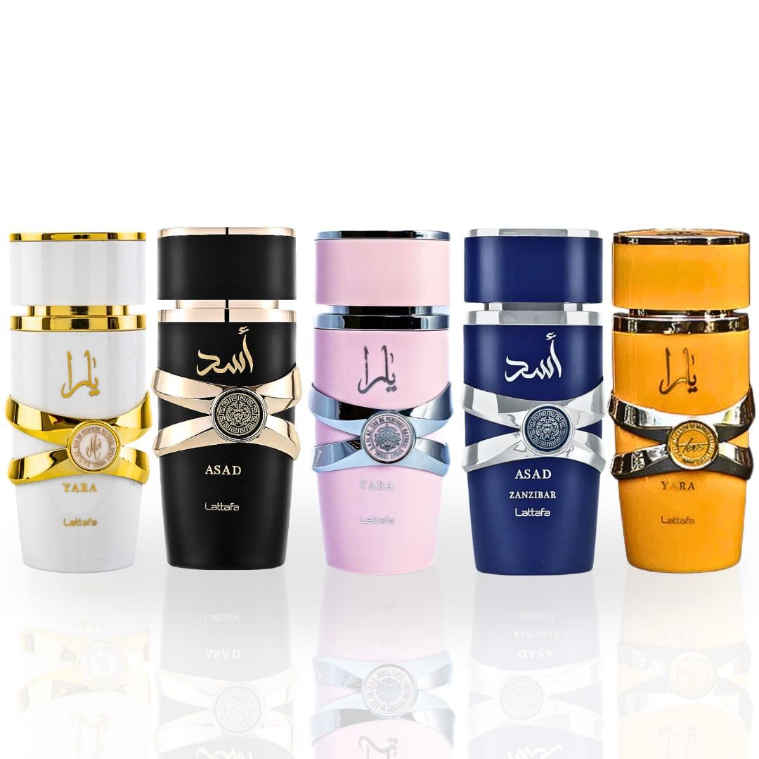 Lattafa Yara Collection 5 Piece Set - Yara, Yara Moi, Yara Tous, Asad, Asad Zanzibar - Eau De Parfum Sprays 100ML (3.4 OZ) - Image 3