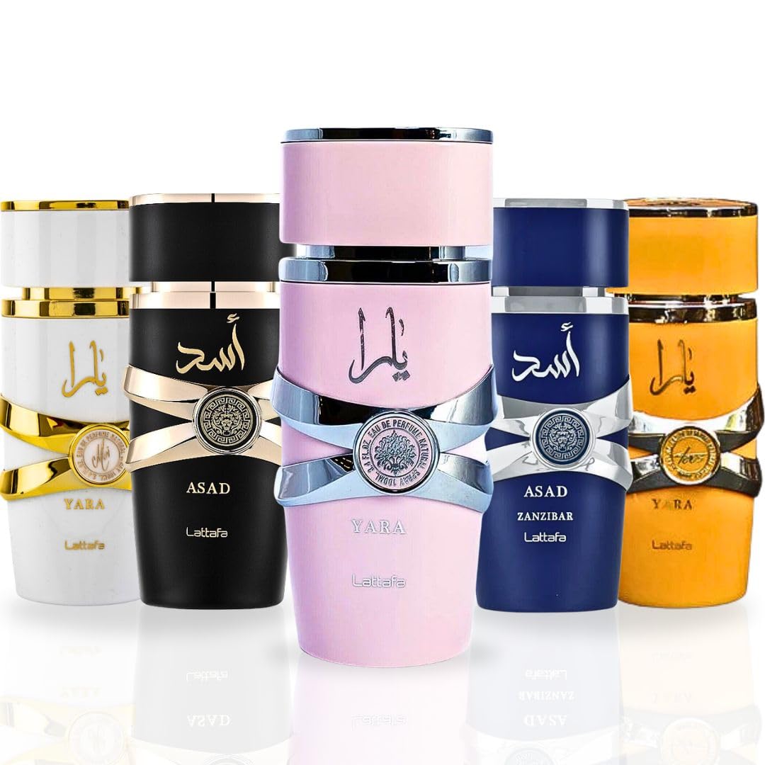 Lattafa Yara Collection 5 Piece Set - Yara, Yara Moi, Yara Tous, Asad, Asad Zanzibar - Eau De Parfum Sprays 100ML (3.4 OZ) - Image 2