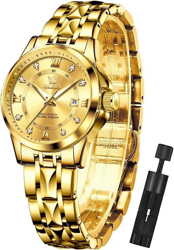 OLEVS Watch Women,Watches for Women,Luxury Casual Stainless Steel Women's Wrist Watches Classic Small Face Dress Analog Womens Watches with Date Easy to Read Waterproof Luminous Quartz Ladies Watches - Image 2