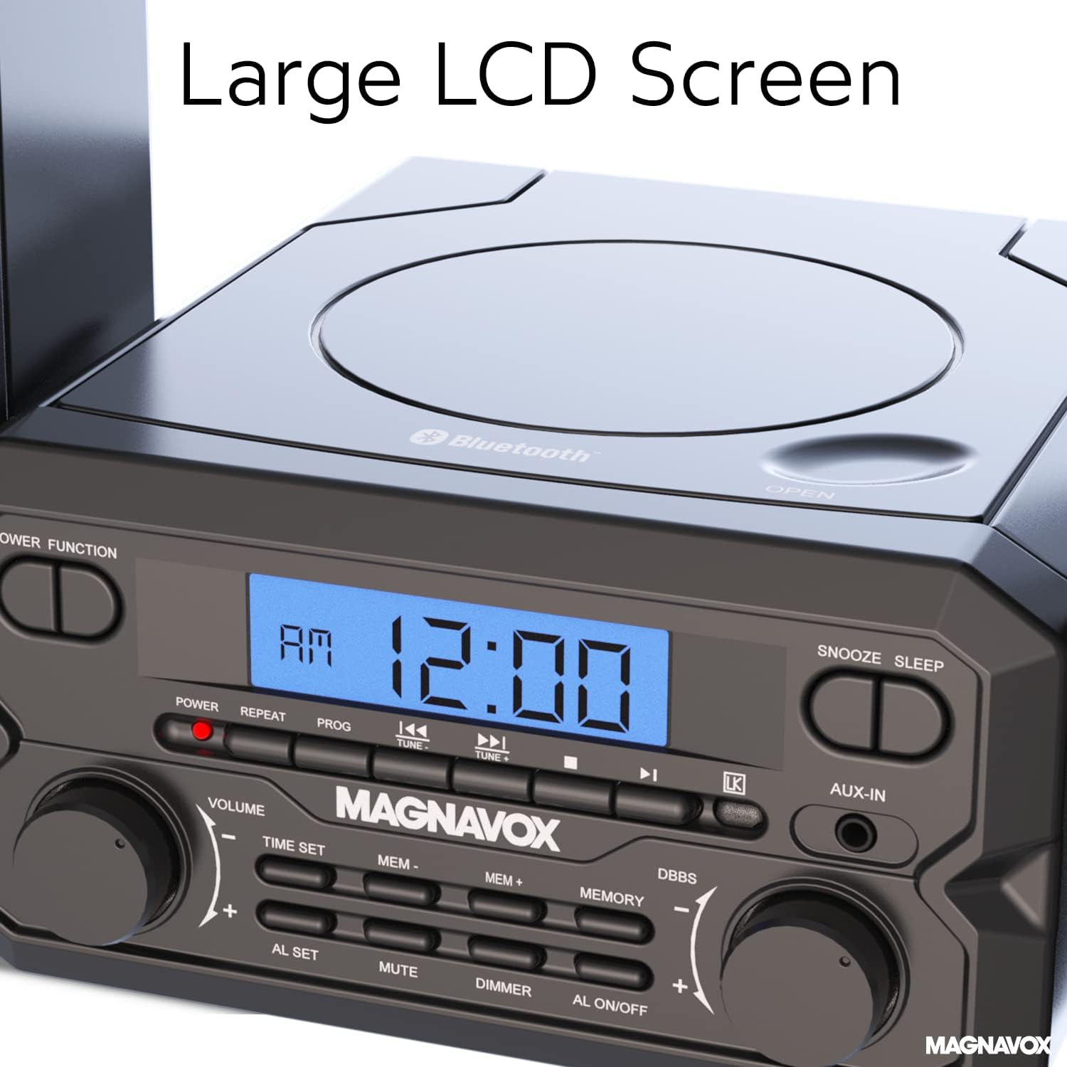 Magnavox MM435M-BK 3-Piece Compact CD Shelf System with Digital FM Stereo Radio, Bluetooth Wireless Technology, and Remote Control in Black | LCD Display | AUX Port Compatible | 2022 Version | - Image 5