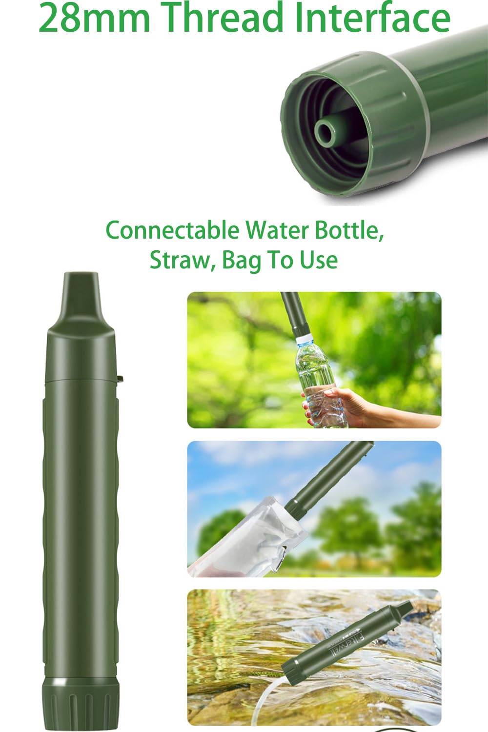 Personal Water Filter Straw, Emergency Survival Filtration Portable Gear for Hiking, Camping, Travel - Image 5