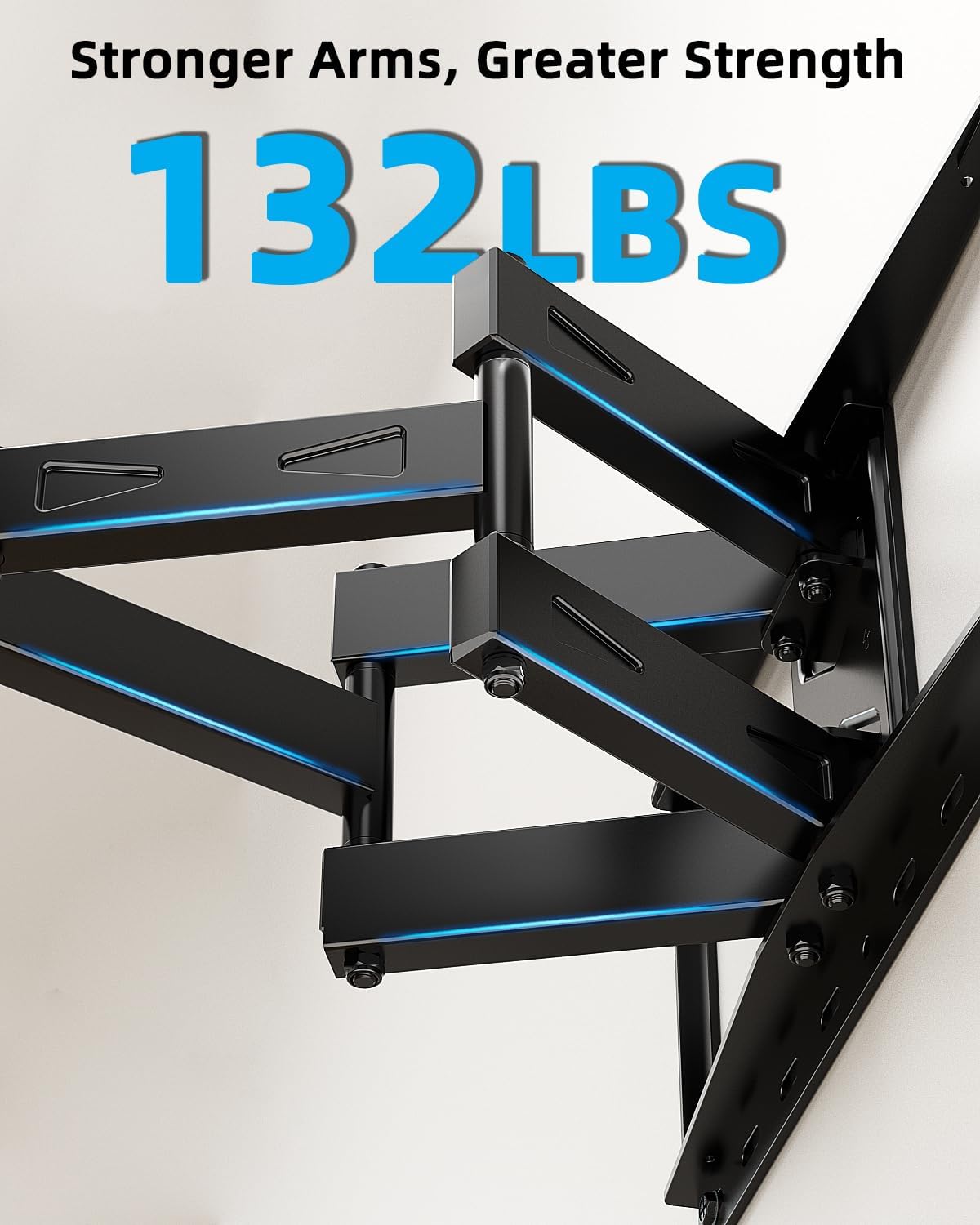 HOME VISION TV Wall Mount for 32-70 Inch TV with Soundbar Bracket, Full Motion TV Mount with Articulating Dual Arms, Swivel and Tilt, TV Bracket Fits 8" 12" 16" Stud, Max VESA 400X400mm, Up to 132lbs - Image 6