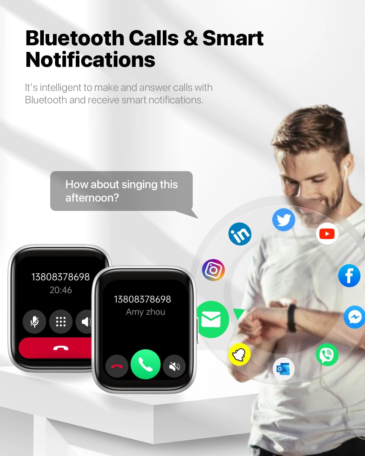 Smart Watch for Men Women - Answer/Make Calls/Quick Reply/AI Voice Assistant, 1.83" for Android iPhone Samsung Compatible IP68 Smartwatch Blood Oxygen Heart Rate Fitness Tracker (Silver+Blue, 1.83") - Image 3