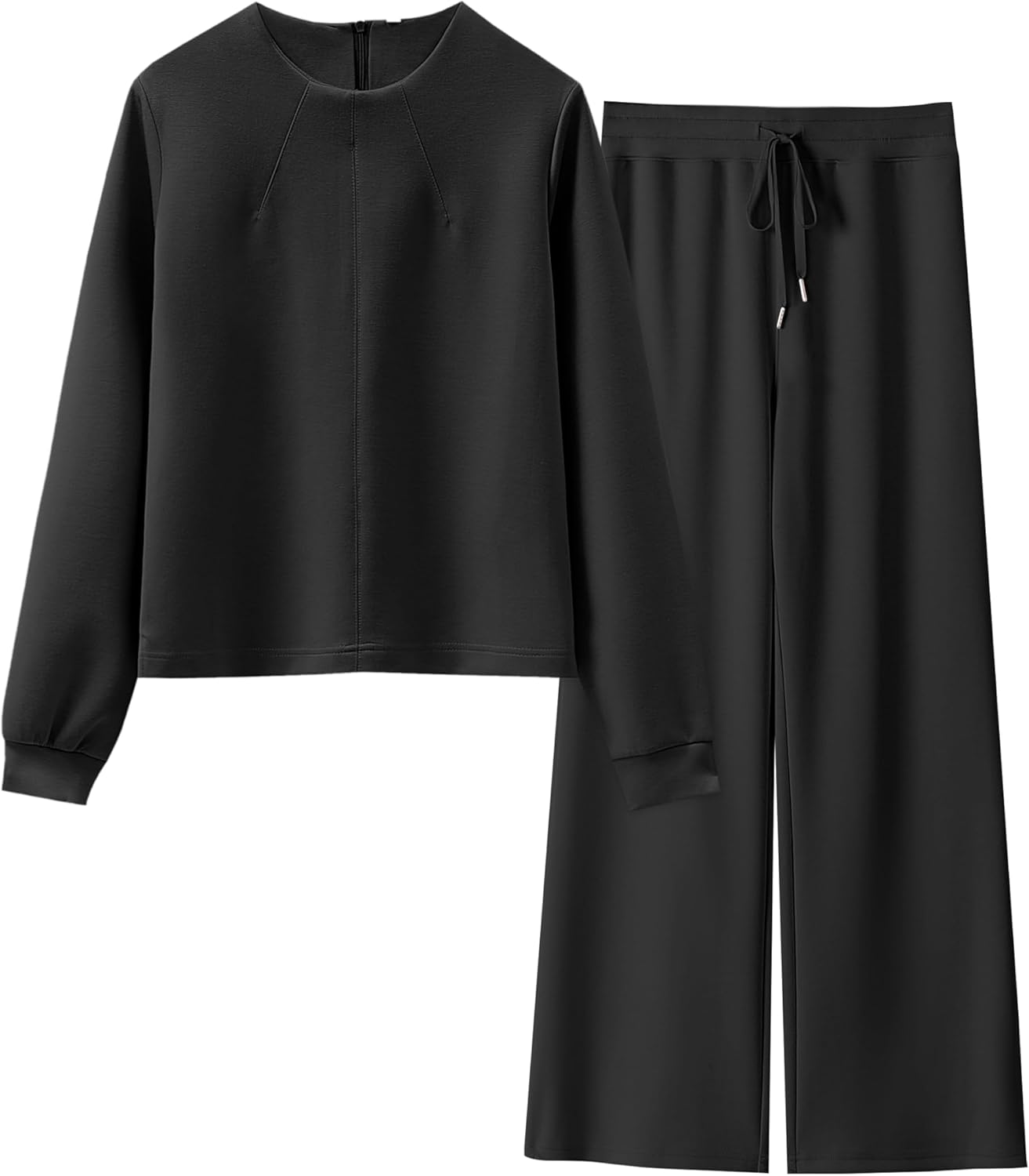ANRABESS Women 2 Piece Outfits Lounge Sets 2024 Fall Crewneck Sweatshirts Wide Leg Pants Sweatsuit Set Tracksuit - Image 2