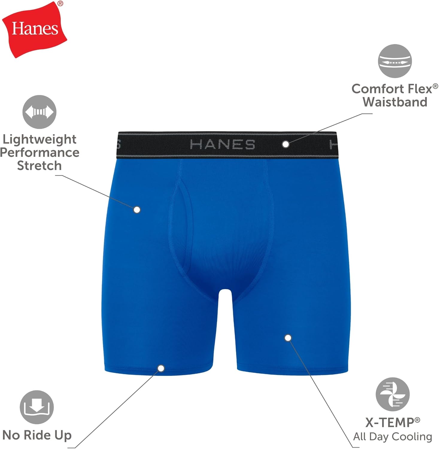 Hanes Men's Value Performance Stretch Boxer Brief Underwear, Moisture-Wicking, 6-Pack - Image 7