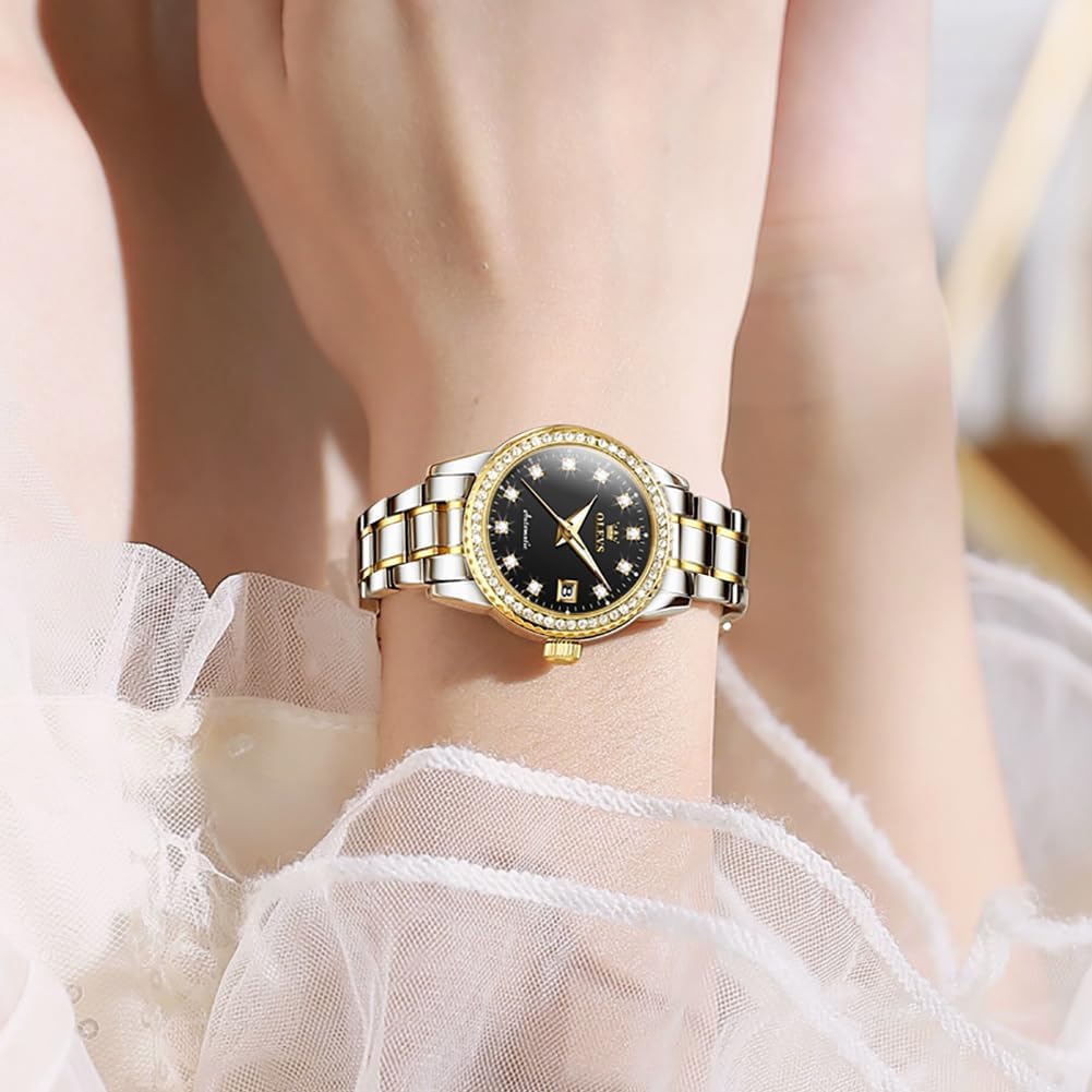 OLEVS Womens Automatic Watch Diamond Fashion Luxury Dress Mechanical Self Winding Stainless Steel Ladies Wrist Watches for Women Luminous Waterproof - Image 4