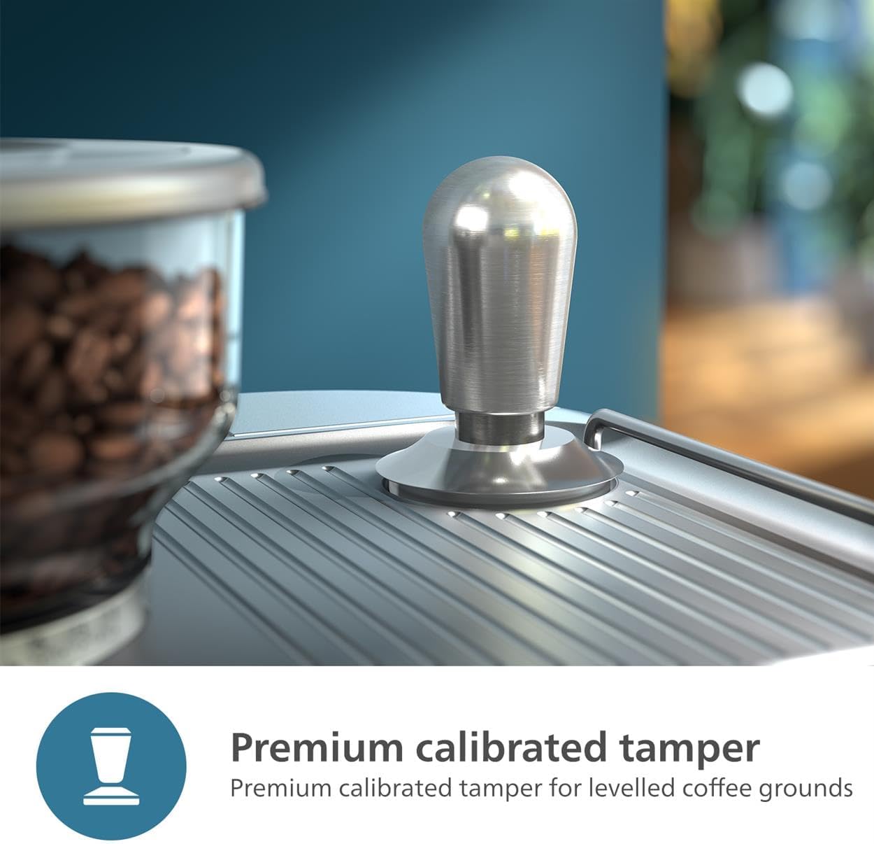 PHILIPS Barista Brew Semi Automatic Espresso Machine - Single & Double Espresso,Americano, 250g Bean Container+Grinder+Milk Jug with temperature indicator,Calibrated Tamping,Metal Silver (PSA3218/01) - Image 5