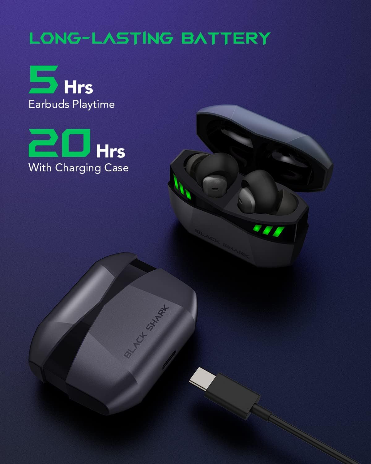 Black Shark Wireless Earbuds with 35ms Ultra-Low Latency, Gaming Bluetooth Earbuds with Premium Sound, Bluetooth 5.2, 10mm Drivers, 4 Hyperclear Mics, IPX5 Waterproof, 20H Play Time, Comfort Fit - Image 7
