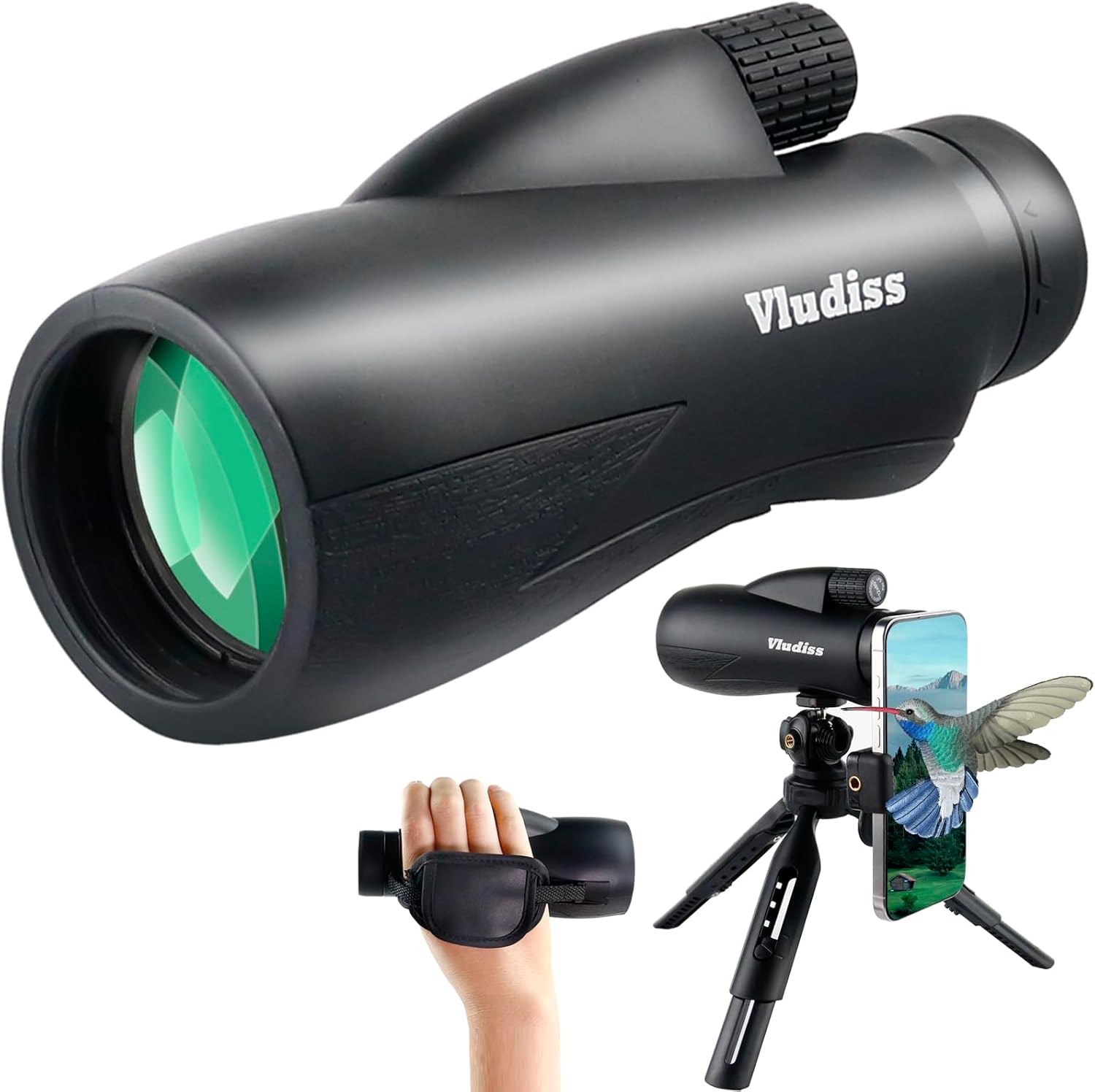12X60 High-Power Monocular Telescope with Smartphone Holder and Tripod, Large Vision with BAK-4 Prism and FMC Lens Suitable for Bird Watching Hunting Hiking Camping Wildlife - Image 2