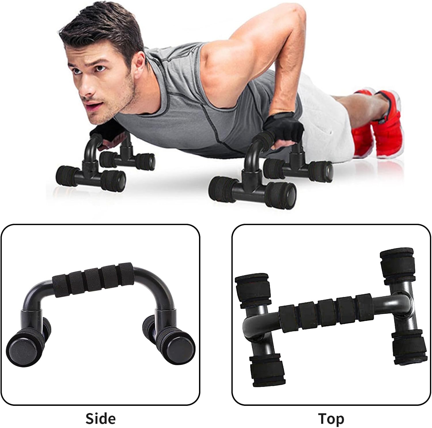 Push up Bar, Push Up Bars Strength Training, Push-up Bracket Board with Non-Slip Sturdy Structure, Push Up Bars for Men & Women, Push Up Stands Handle Gym Exercise Equipment Home Fitness(Black) - Image 8