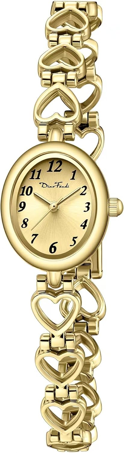 Diaofendi Petite Gold Watches for Women Vintage Bracelet Wrist Watch Luxury Ladies Oval,Fashion Dress Quartz Watch with Tools Include,Waterproof - Image 2